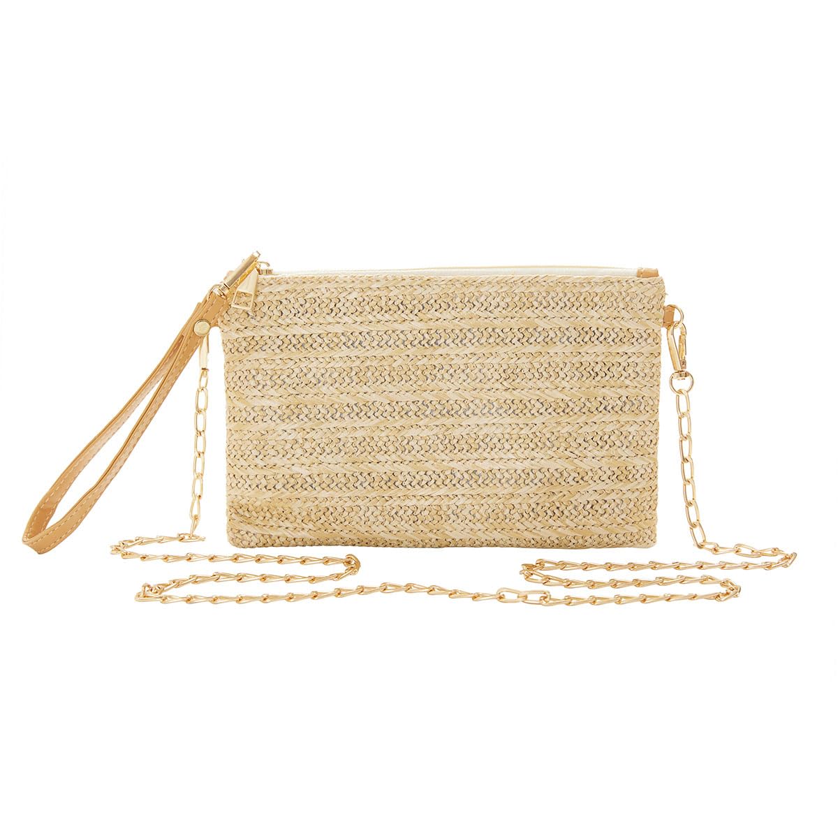Straw Crossbody Bag for Women - Summer Beach Purse, Boho Clutch Handbag with Wristlet - Perfect for Vacation, Travel, and Outdoor Festivals