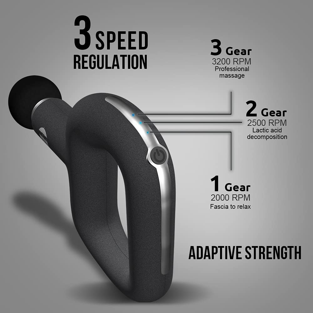 Himalayan Glow Deep Tissue Massage Gun for Athletes - 6 Interchangeable Heads, 3 Speed Levels, Percussion Therapy for Muscle Recovery & Stress Relief - Perfect for Post-Workout, Office Use & Home Relaxation