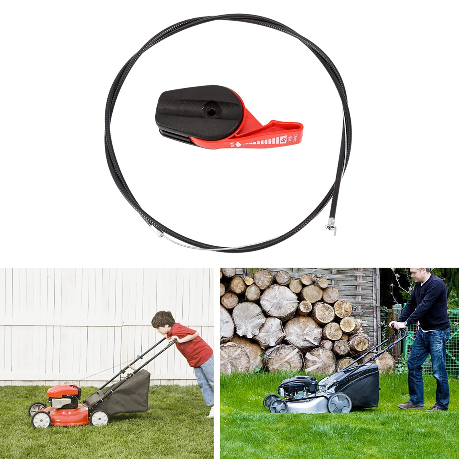 TOPINCN Universal 65in Lawn Mower Throttle Cable - Replacement String Trimmer Throttle Control Switch & Handle Kit for Garden Lawnmowers & Brushcutters (Red) | Perfect for DIY Repairs & Outdoor Yard Maintenance