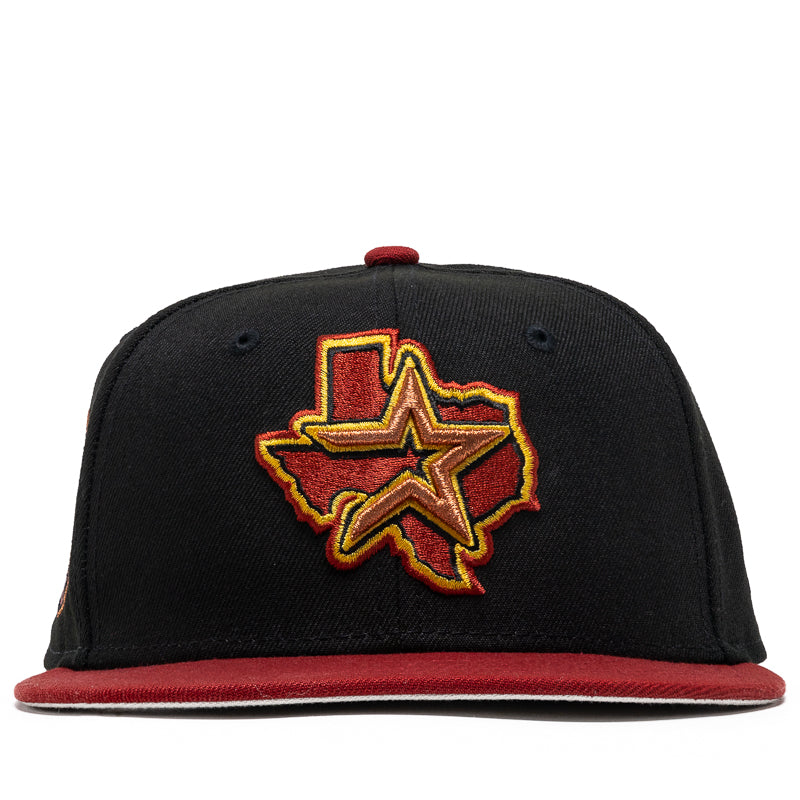New Era x Politics Houston Astros 59FIFTY Fitted Hat - Black/Red - Official MLB Baseball Cap for Men & Women - Perfect for Games, Streetwear & Sports Fans