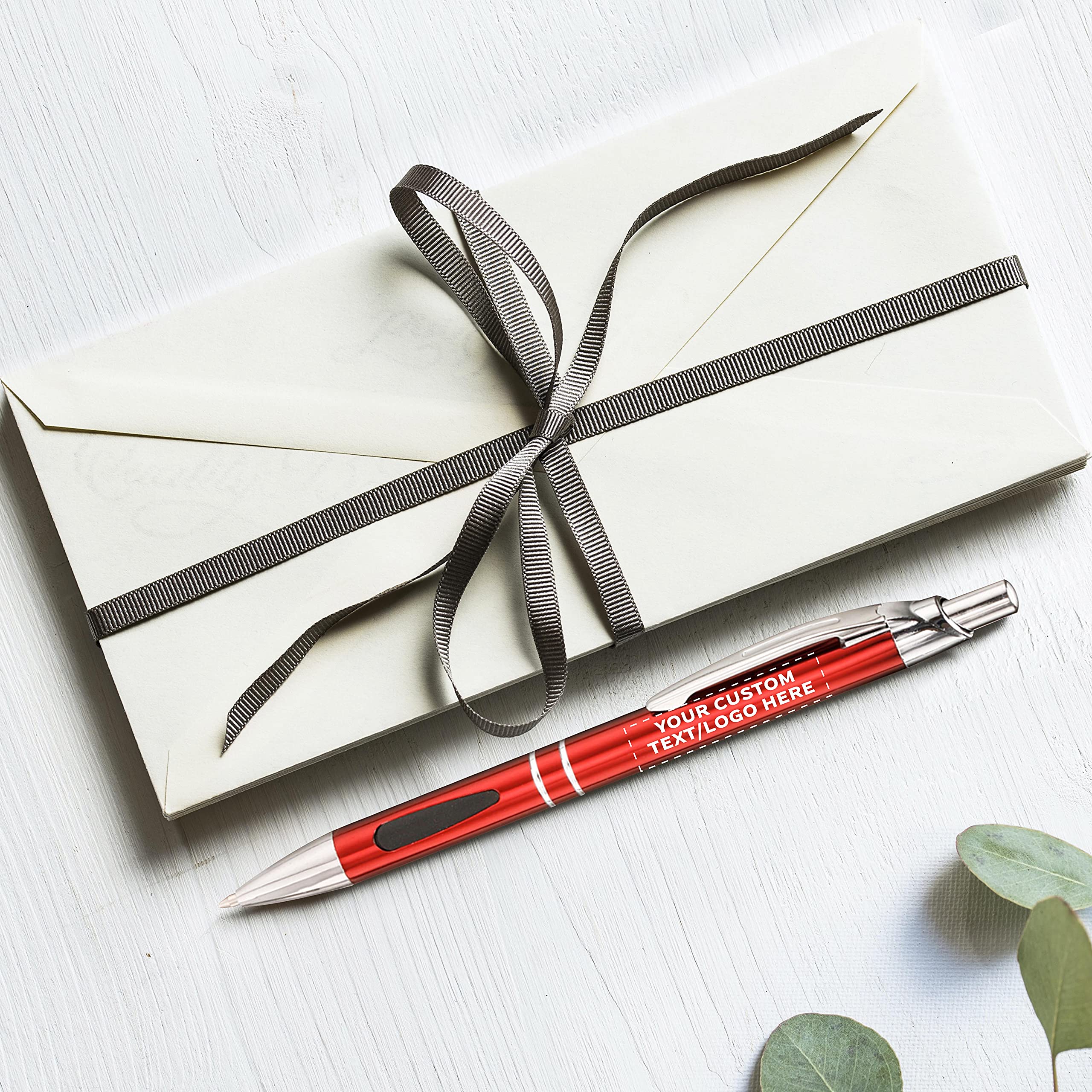 100 Pack Black Ink Metal Pens with Custom Text & Logo - Retractable Ballpoint Pens with Silver Accents - Premium Office & Business Writing Supplies for Corporate Gifts, Promotions & Everyday Use