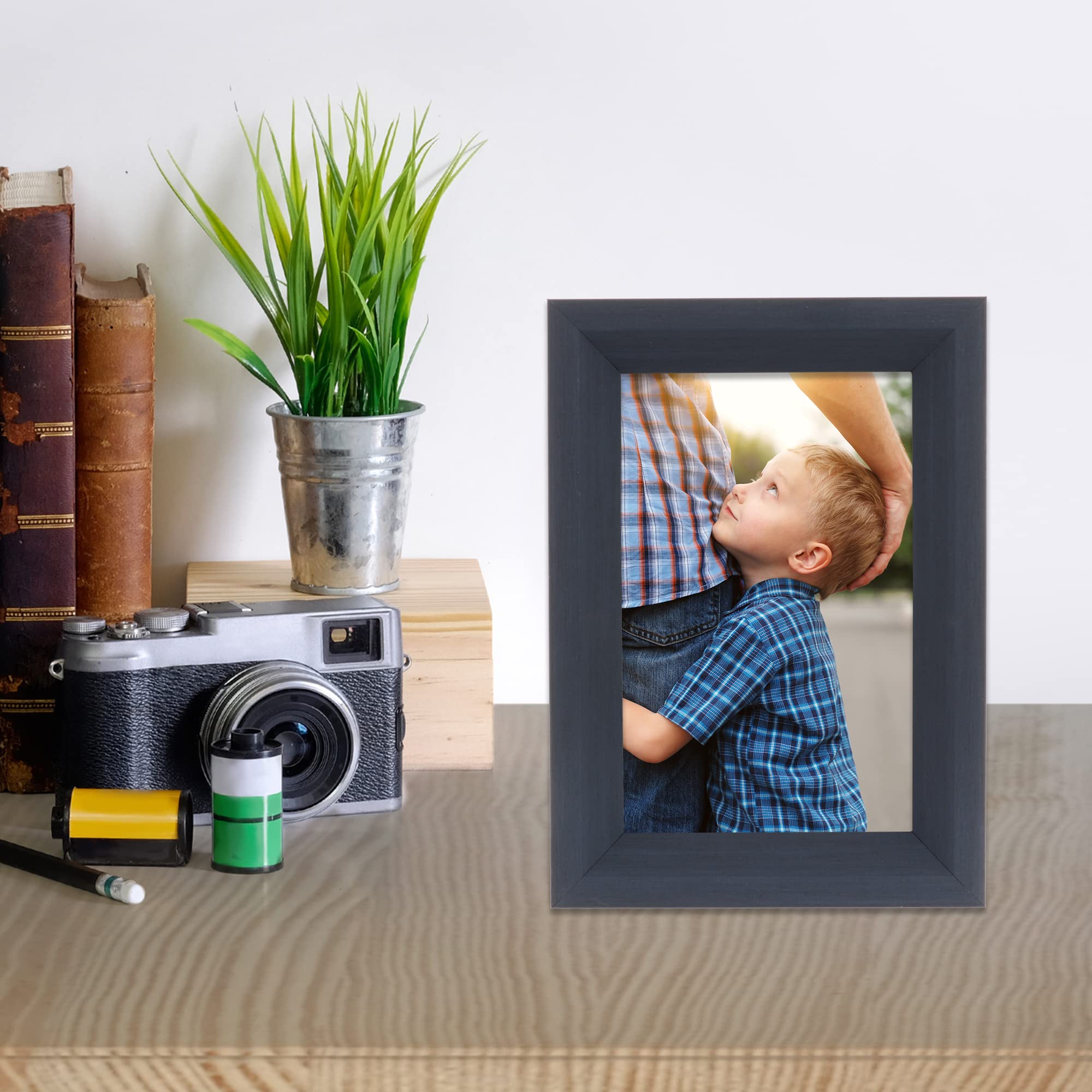 4x6 Navy Blue Picture Frame - Premium Bradley Photo Frame for Wall or Tabletop Display - Perfect for Home, Office, and Gift Giving