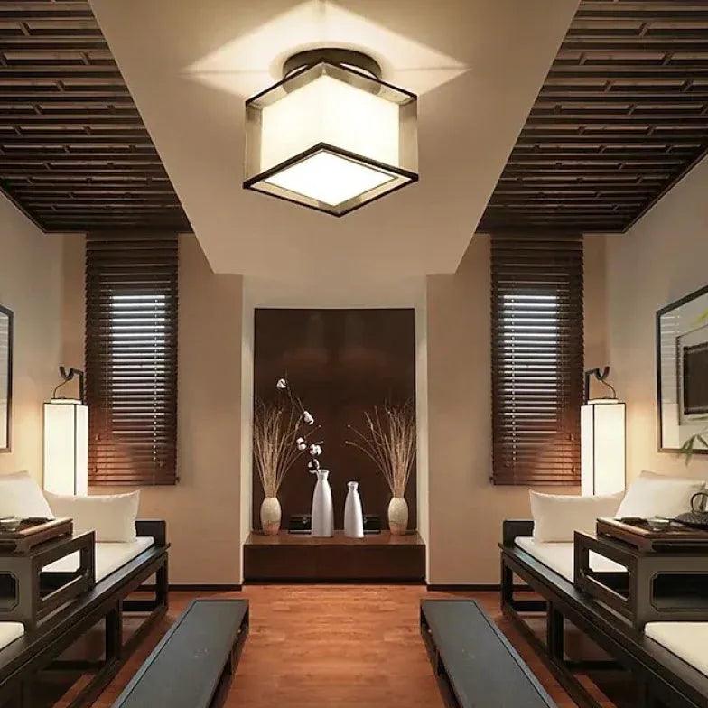 Square Black Modern Hallway Ceiling Light Fixture - Sleek LED Flush Mount Lighting for Entryway, Corridor & Staircase - Energy Efficient Indoor Home Decor