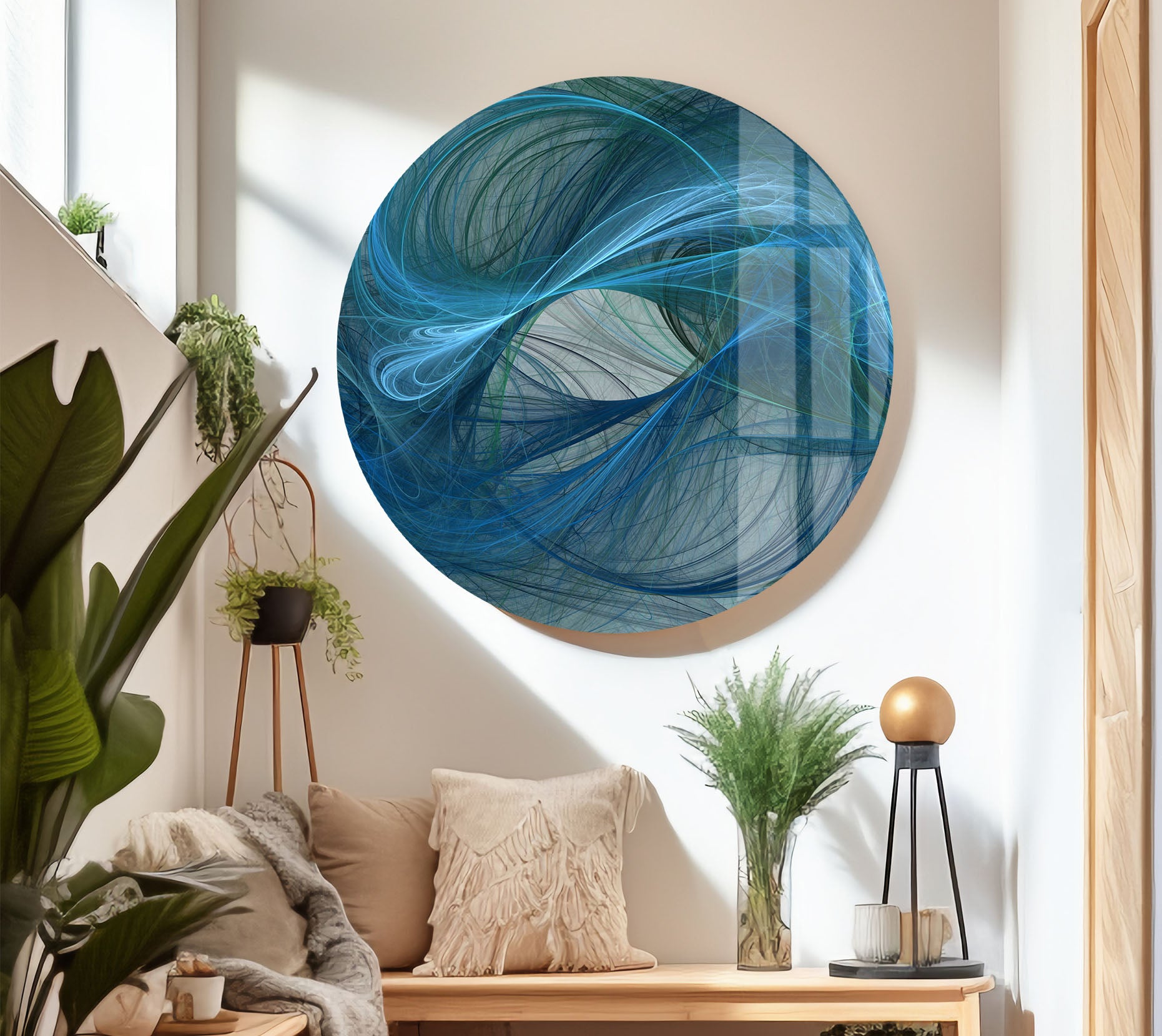 Blue Energy Abstract Wall Art - Fluid Motion Glass Print for Modern Home & Office Decor | Stunning Contemporary Wall Decor for Living Room, Bedroom & Workspace