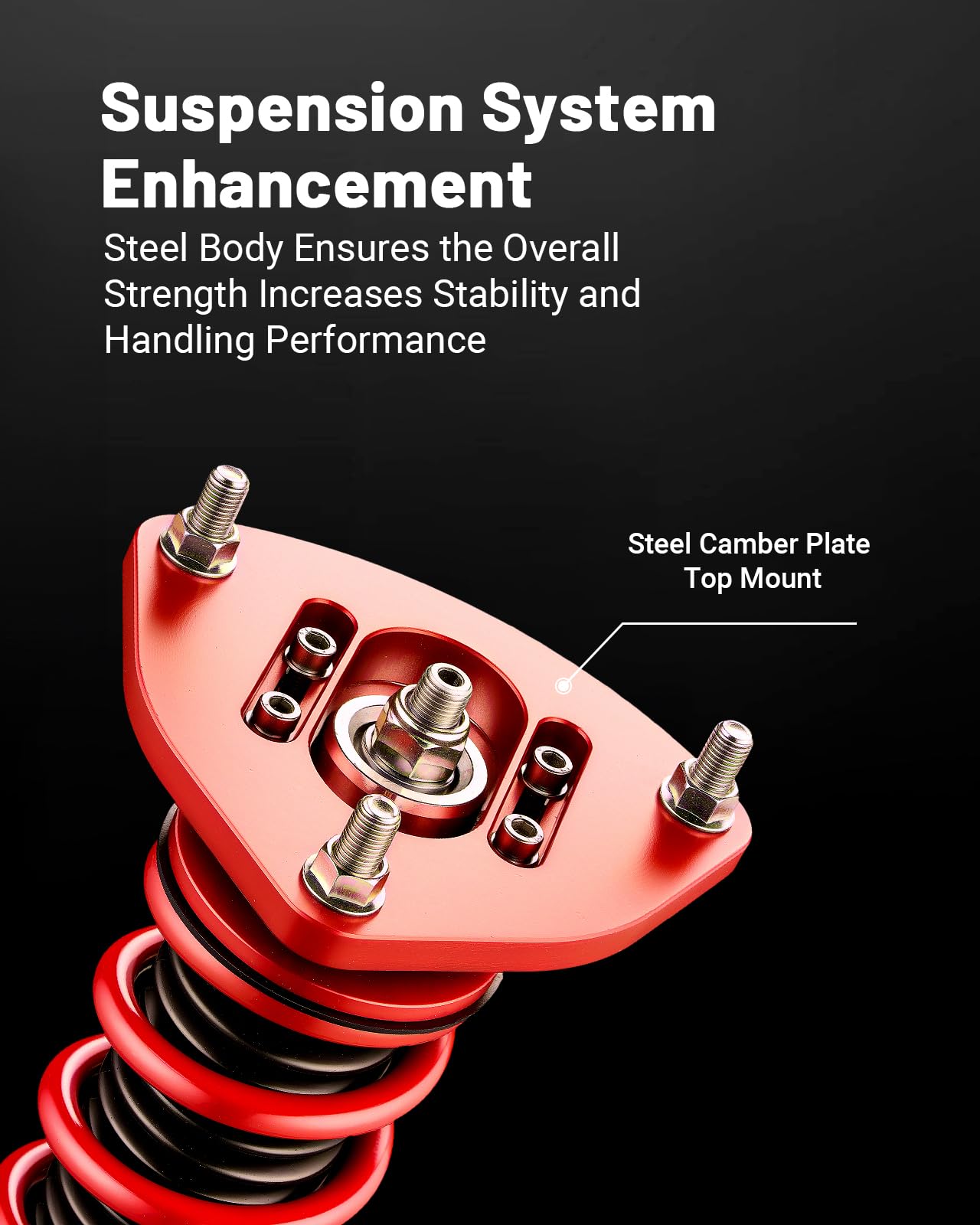 EVIL ENERGY Hyundai Genesis 2010-2016 Coilover Suspension Kit - Height Adjustable Twin Tube Performance Lowering System (Red) | Enhanced Comfort & Handling for Street Racing & Daily Driving