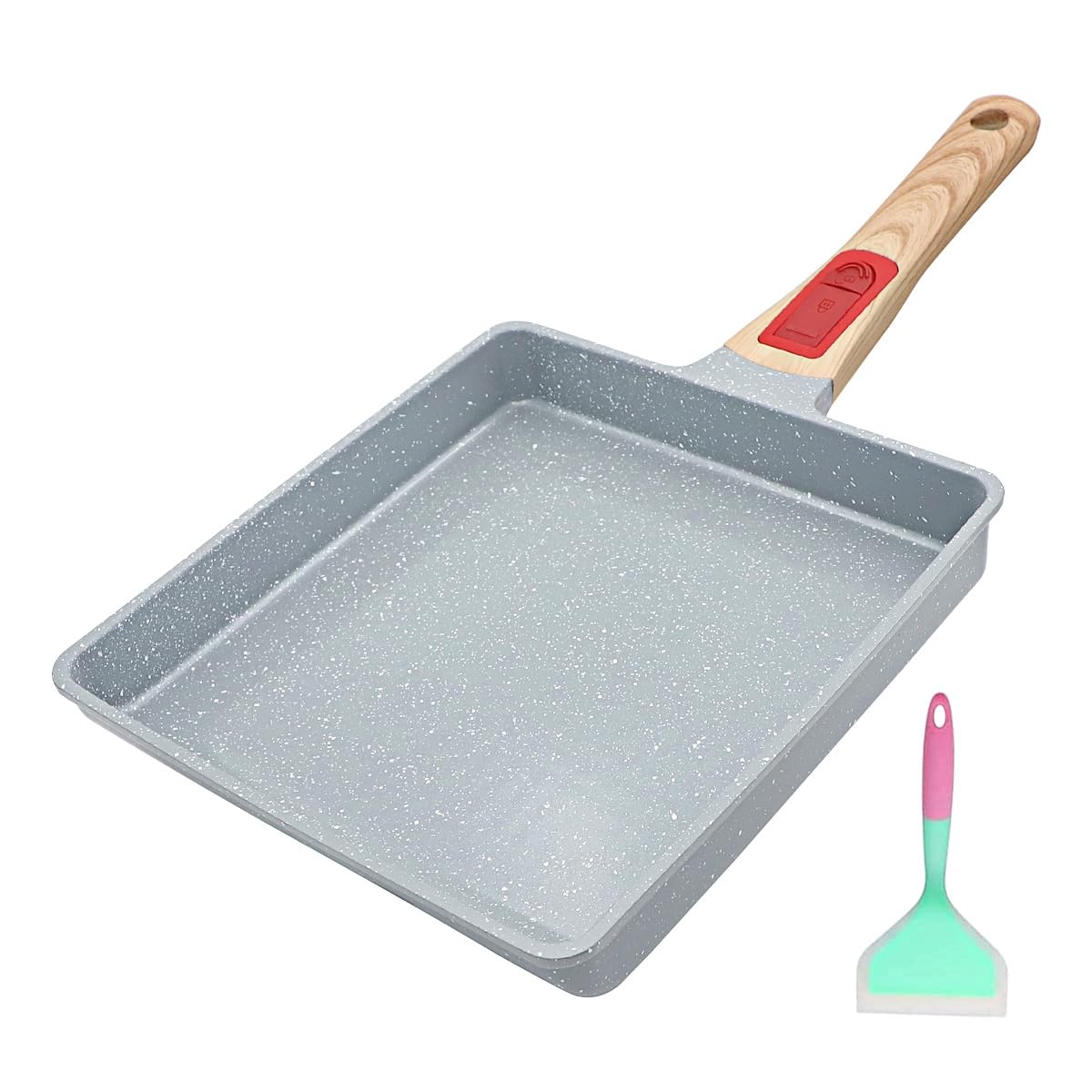 Nonstick Ceramic Tamagoyaki Pan - Large 9” x 8.2” Japanese Omelette Pan with Detachable Handle, Oven & Dishwasher Safe (Blue) - Perfect for Making Japanese Rolled Omelets, Breakfast Eggs, and Asian-Style Dishes