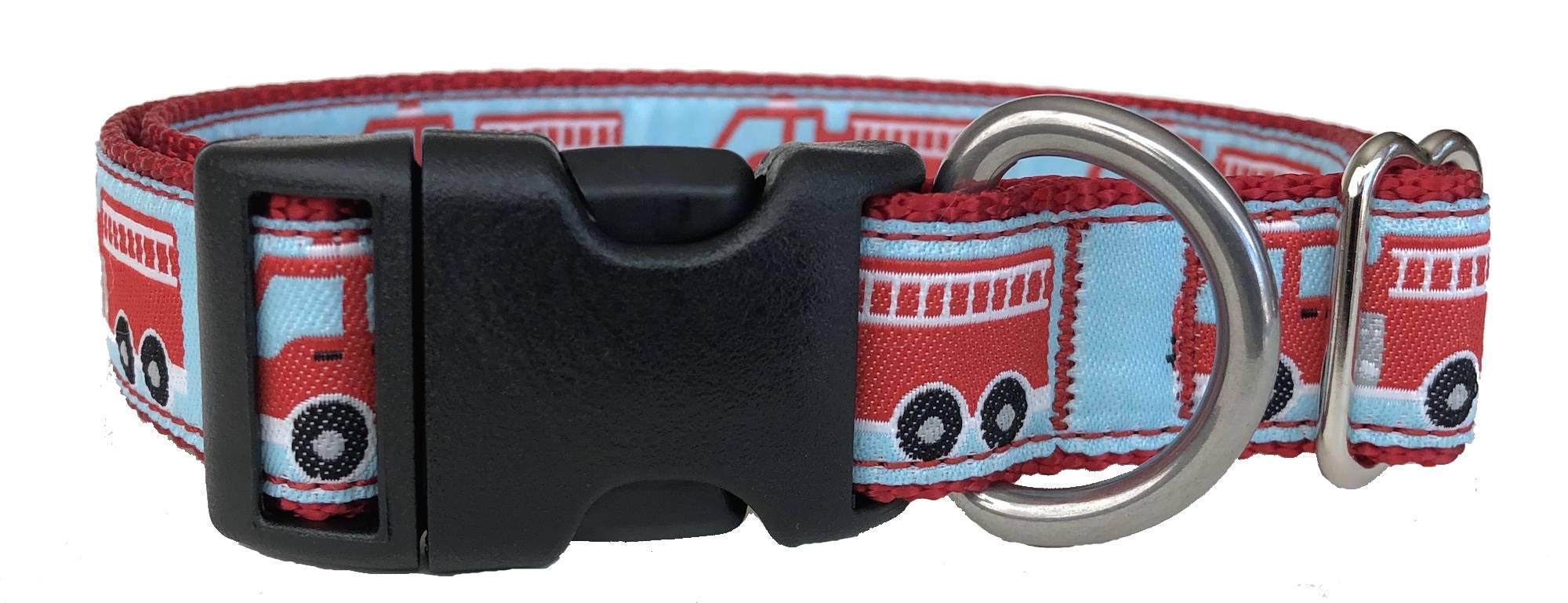 Fire Truck Dog Collar for Medium to Large Dogs | Handmade in USA | Durable Pet Accessory for Walks, Training & Playtime