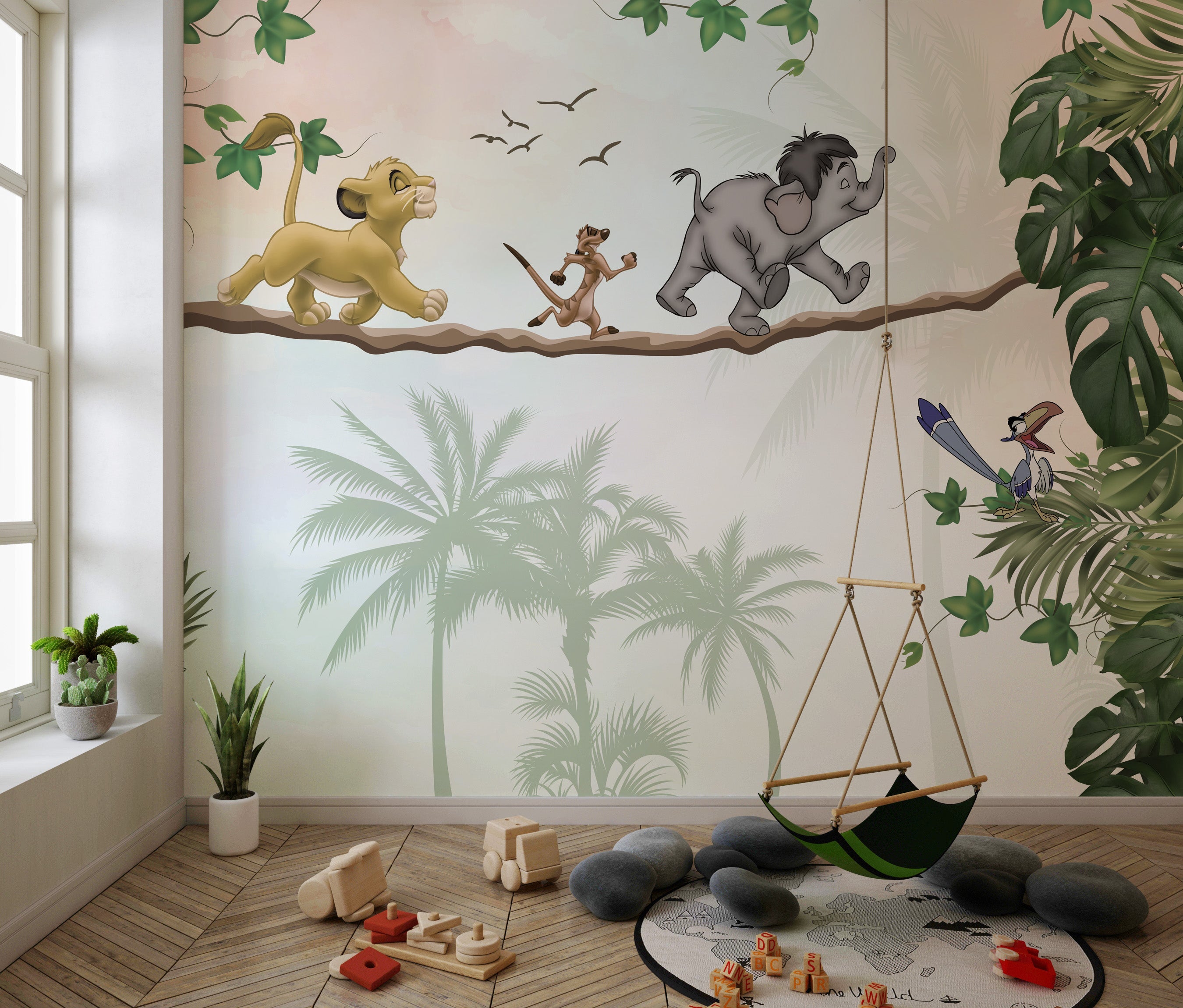 Simba & Timon Themed Kids Room Wallpaper - Disney Lion King Nursery Decor - Perfect for Children's Bedrooms, Playrooms & Birthday Party Backdrops