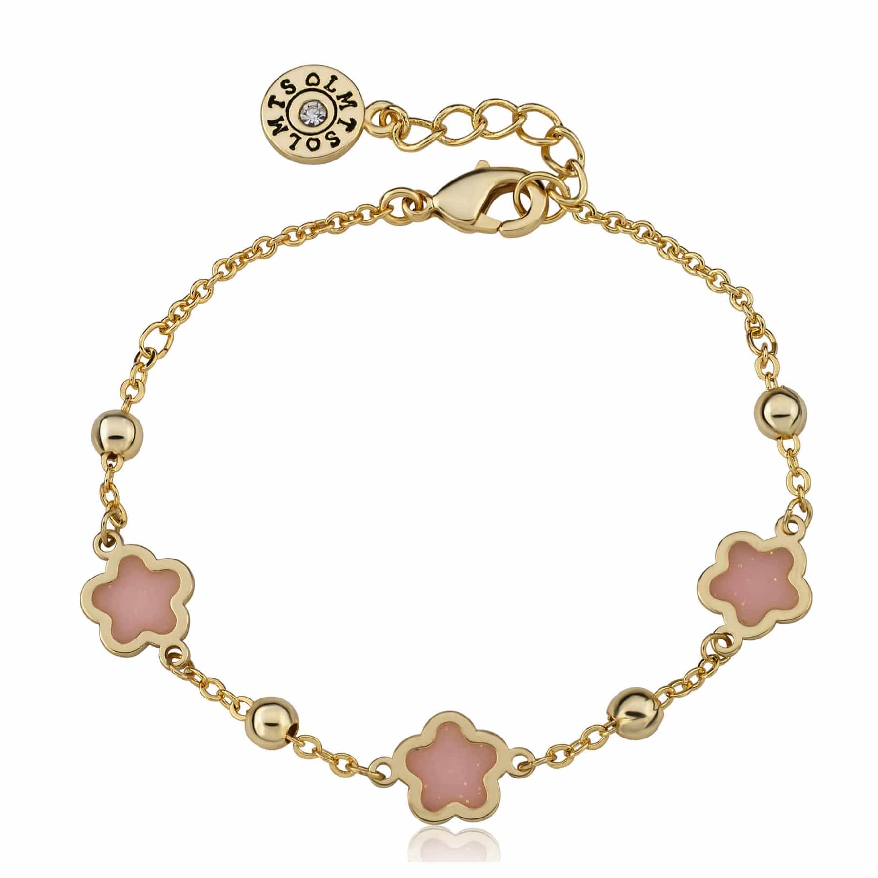 Topaz & Ruby Pink Flower Bracelet for Newborn Toddler - Elegant Baby Jewelry Gift for Christening, Birthday & Special Occasions