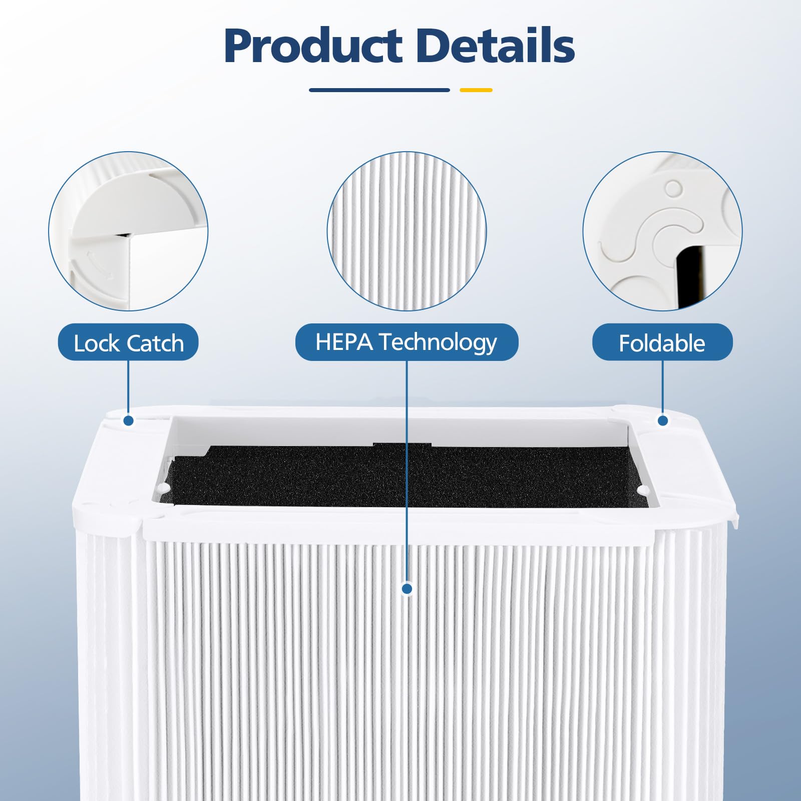 2 Pack Blue Pure 211+ Replacement Filters - Compatible with Blueair Blue Pure 211+ Air Purifier | HEPA & Carbon Air Filter for Dust, Pollen, Pet Dander | Perfect for Home, Office & Allergy Relief