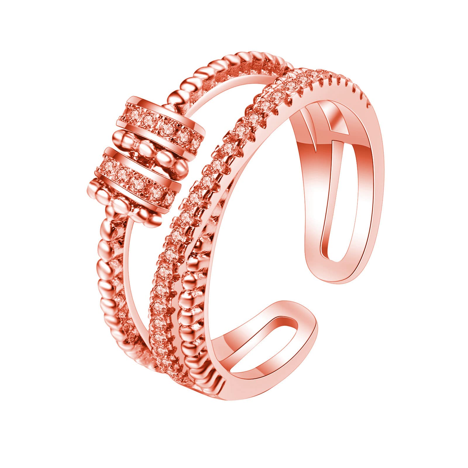Adjustable Spinner Ring for Women & Girls - Anxiety Relief & Meditation Fidget Jewelry with Beads - Thoughtful Gift for Daughter - Perfect for Stress Relief, Focus & Everyday Wear