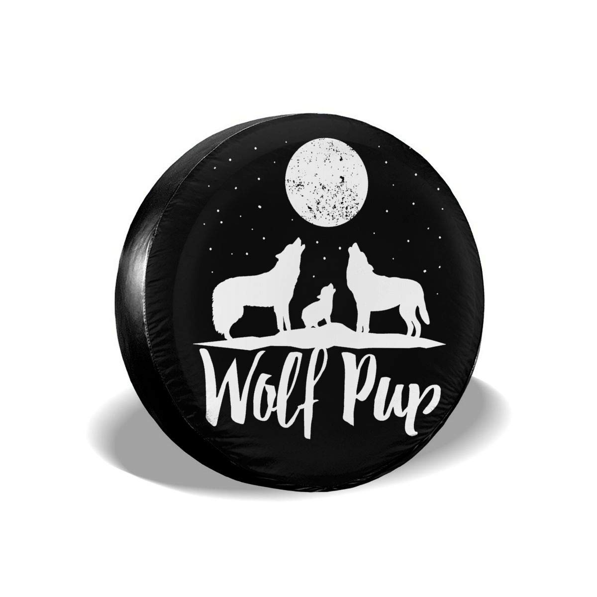Wolf Pup Family Tire Cover - Universal Spare Wheel Cover for Trailers, RVs, SUVs (Fits 14