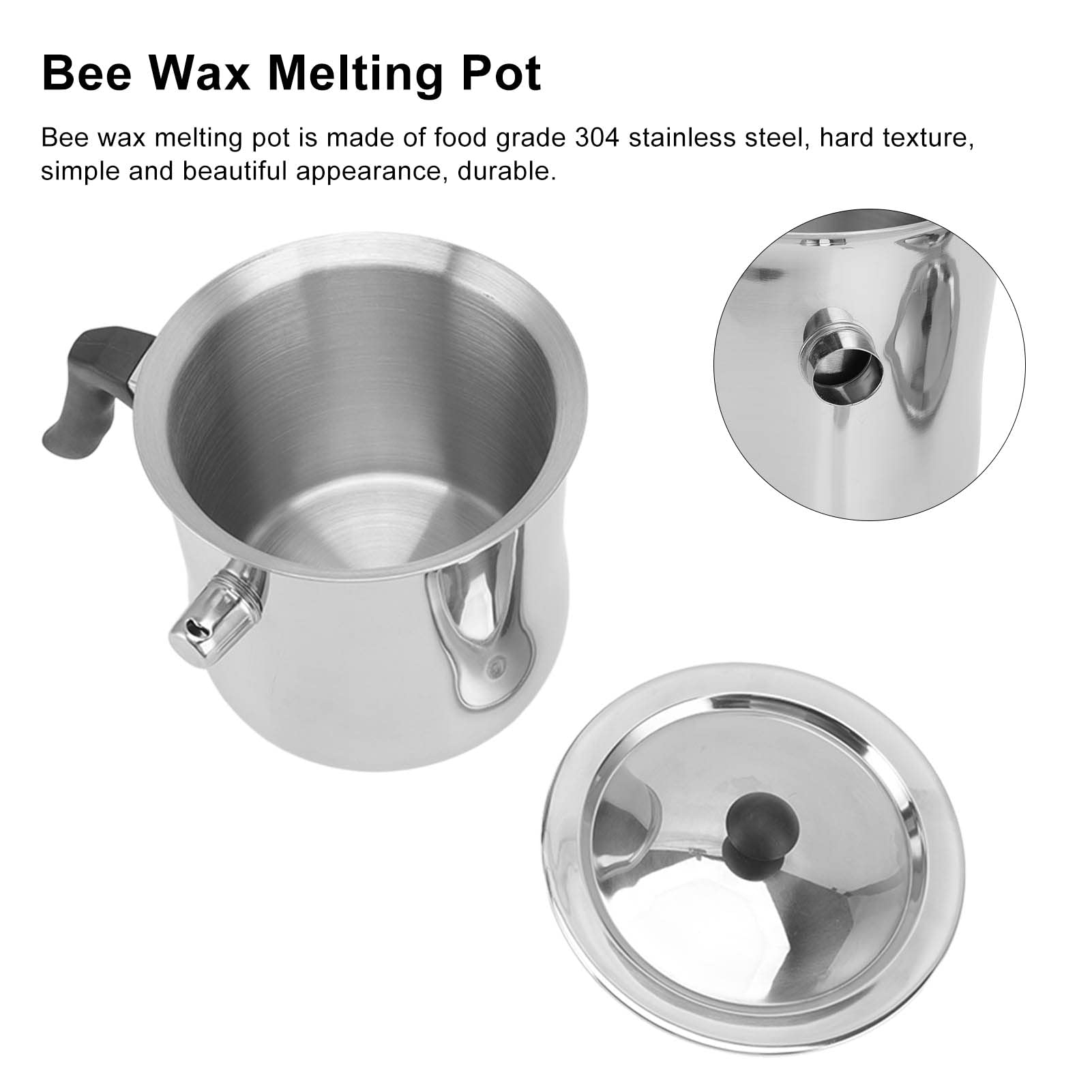 Premium 304 Stainless Steel Bee Wax Melting Pot for Candle Making - 2.5L Capacity with Heat-Resistant Handle & Lid - Beekeeping & DIY Candle Supplies (Perfect for Home Crafting, Soap Making & Wax Melting Projects)
