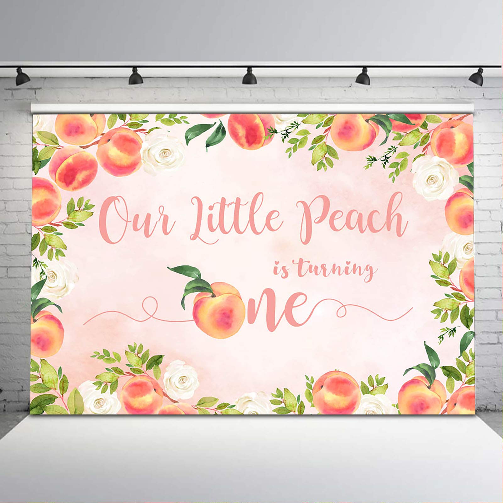 Sweet Little Peach First Birthday Backdrop - 8x6ft Floral Peach Party Background for Girls' 1st Birthday Decorations | Perfect for Birthday Parties, Baby Showers & Photo Booths