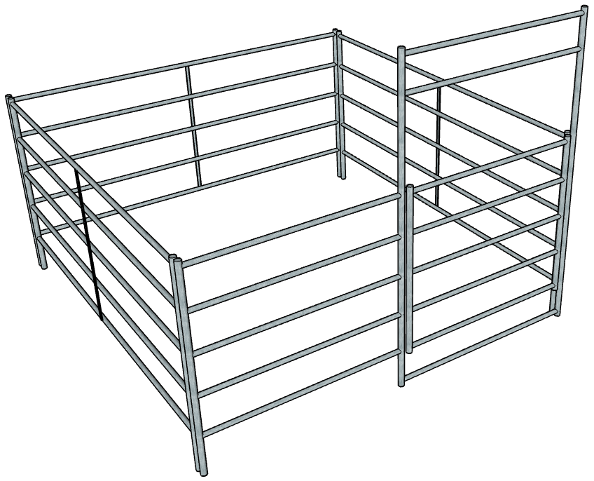 10 Ft x 10 Ft Galvanized Steel 5-Rail Horse Stall Kit - Durable Stable Fencing for Pastures, Barns & Riding Arenas