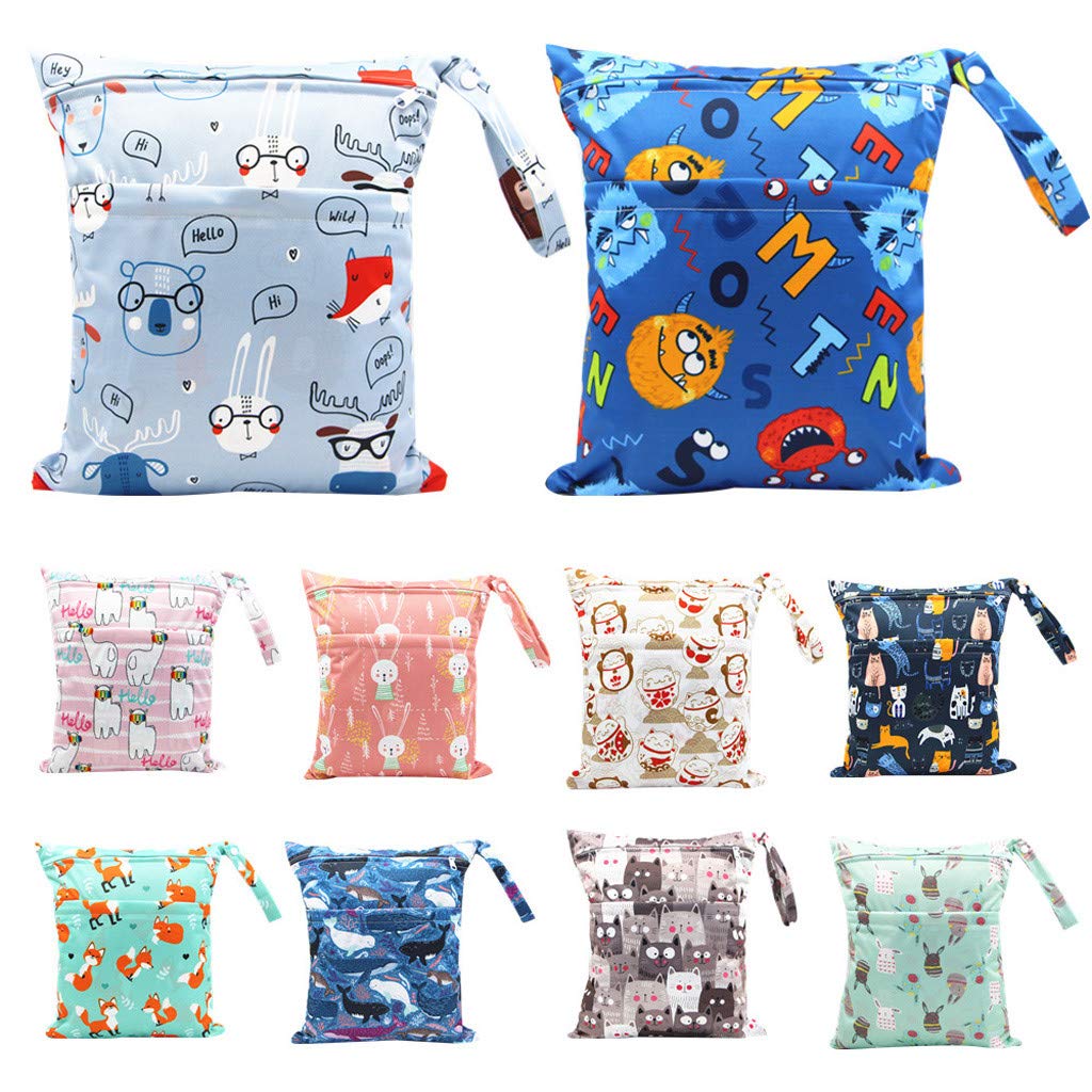 WoYii Waterproof Cloth Diaper Wet Bag - Reusable & Washable for Travel, Beach, Pool, Stroller - Eco-Friendly Diaper Storage Solution for On-the-Go Parents