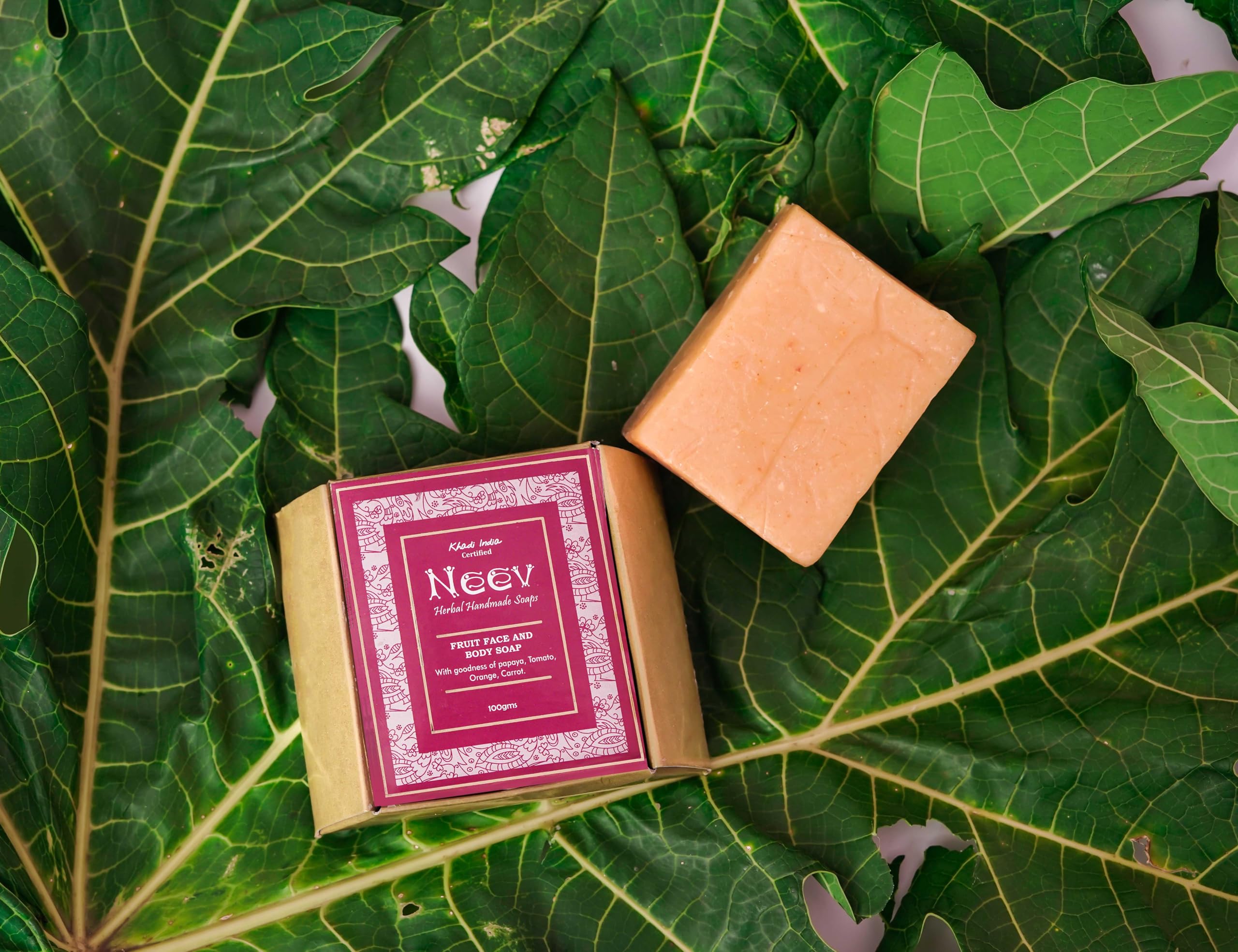 Neev Fruit Face and Body Soap 100g - Natural Cleansing Bar for Glowing Skin - Perfect for Daily Use at Home, Gym, or Travel