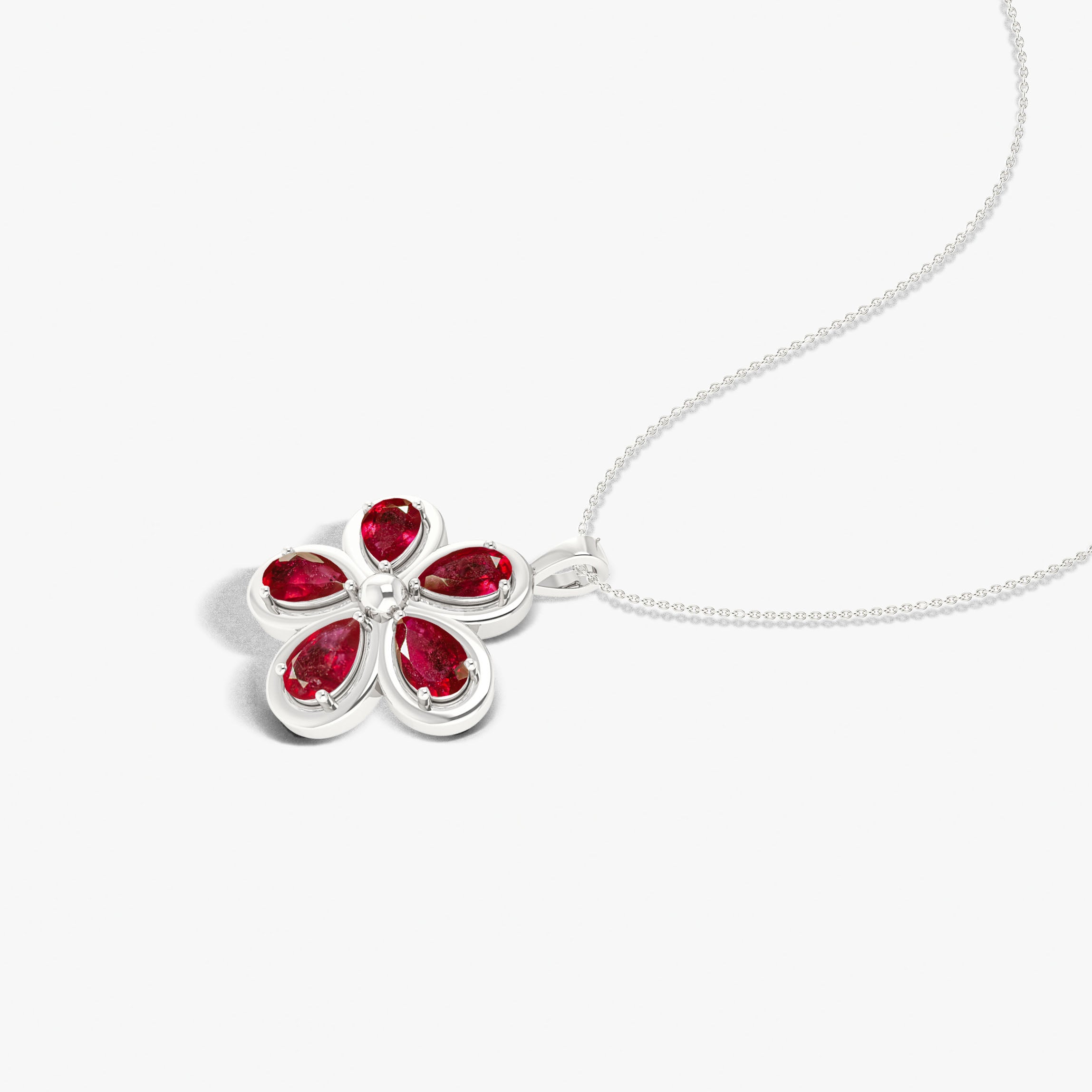 Natural Ruby Flower Pendant Necklace for Women - Elegant Floral Jewelry Gift for Birthday, Anniversary & Valentine's Day