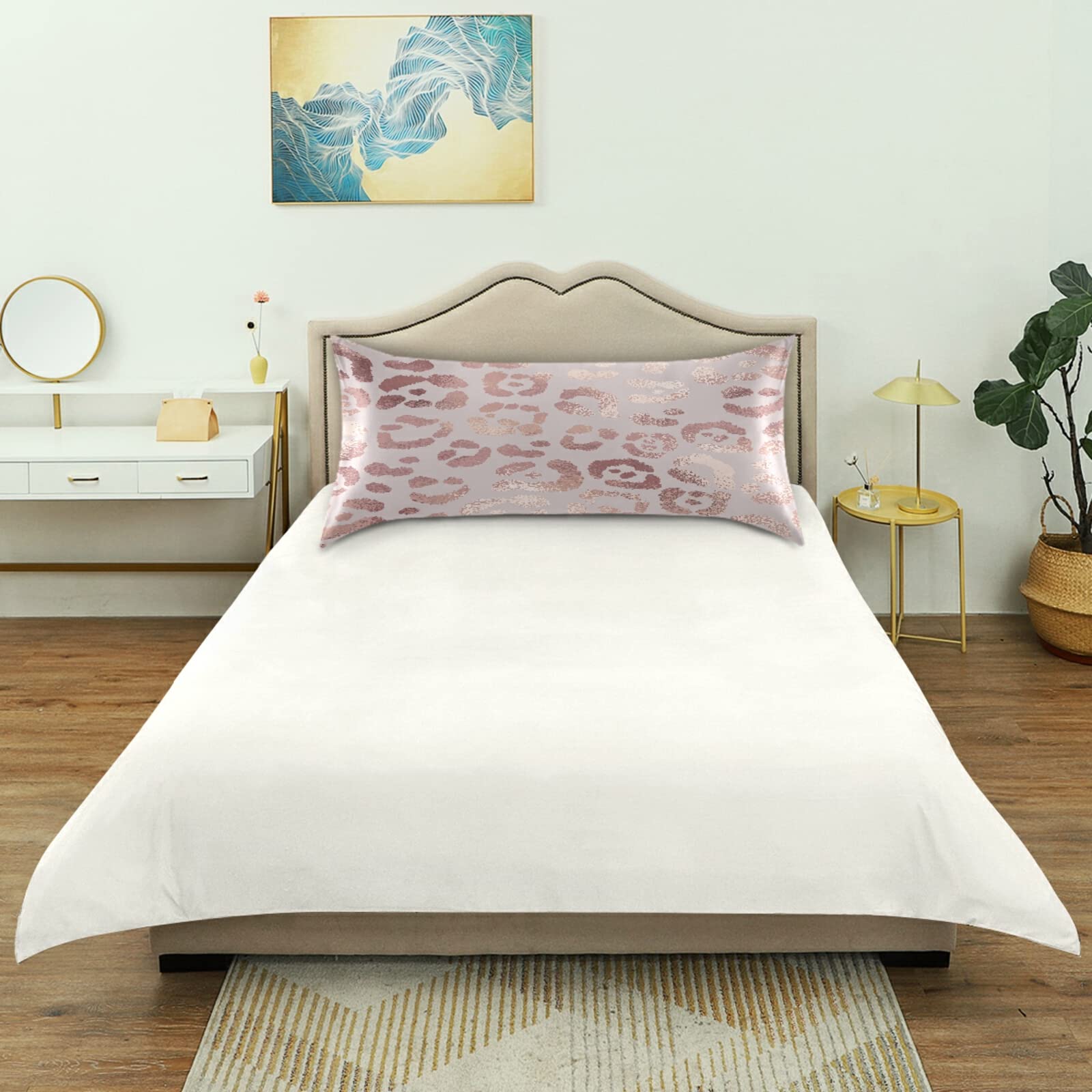 ALAZA Satin Pillowcase for Hair and Skin - Rose Gold Leopard Print Soft Pillow Cover 26x20 Inches | Standard Size Silk Pillow Case for Women & Men | Perfect for Bedroom, Travel & Gift Giving