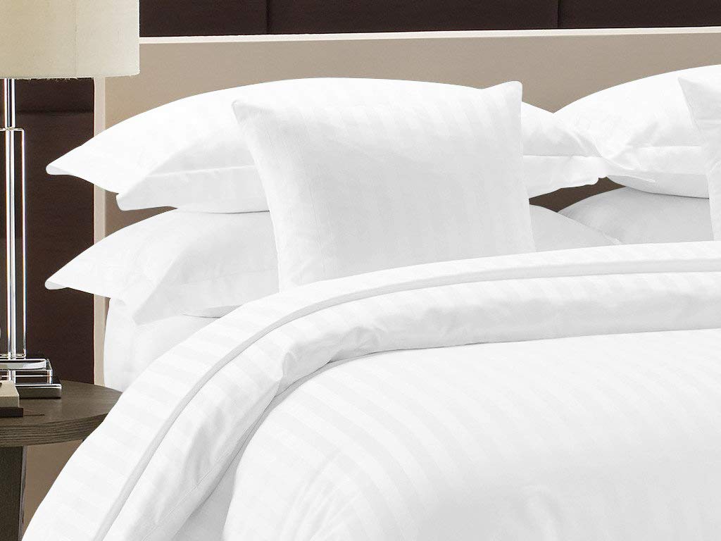 Betterwish 1400 Thread Count 100% Egyptian Cotton Luxury 8-Piece California King Bed-in-a-Bag Set - Premium White Striped Linen for Ultimate Comfort & Elegance | Perfect for Master Bedrooms, Guest Rooms & Luxury Hotels