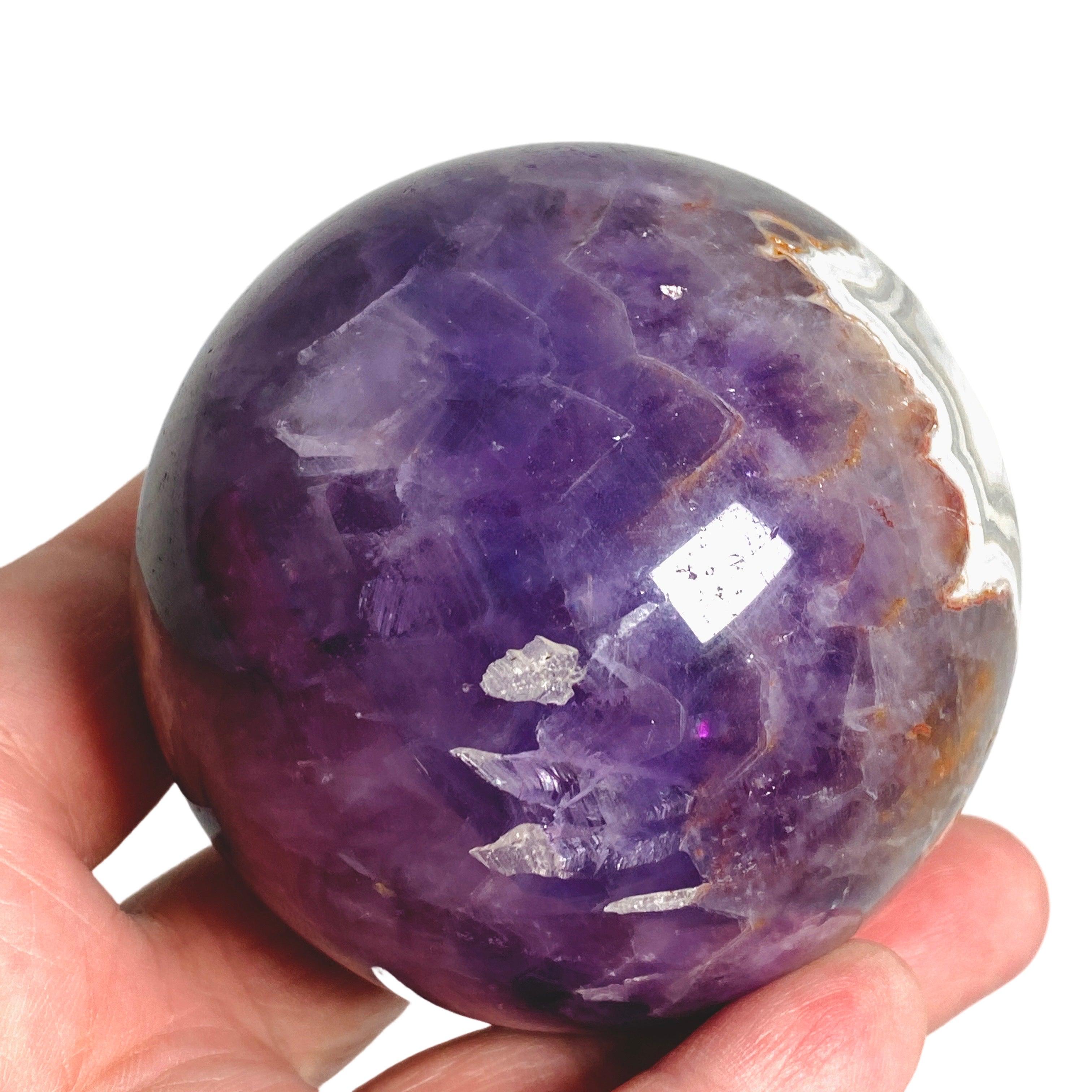 Natural Amethyst Agate Sphere - Healing Crystal for Meditation, Yoga & Home Decor - AMAS 02