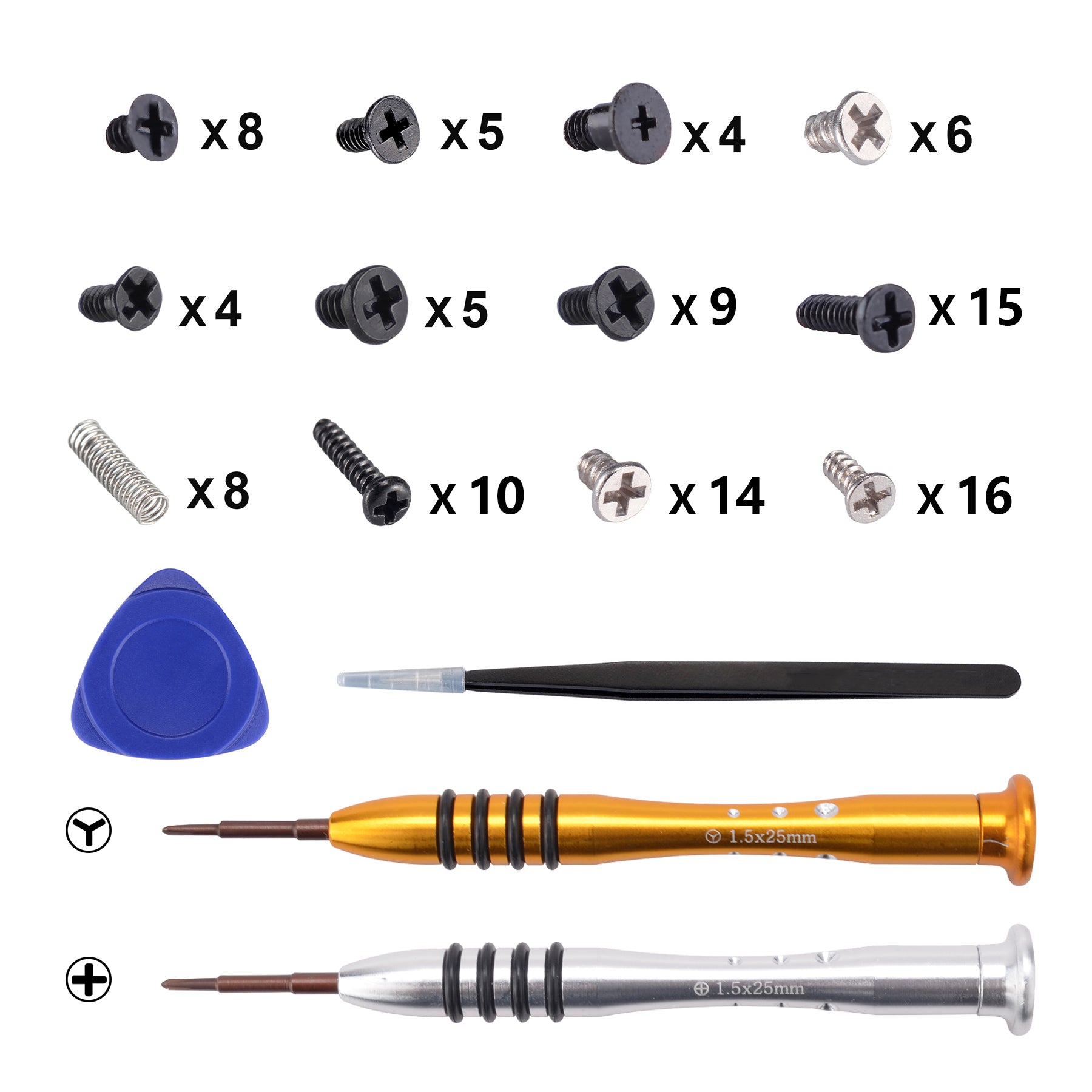 eXtremeRate Cross Screwdriver Set - 8-in-1 Repair Kit for Nintendo Switch OLED & JoyCon with Spare Screws, Tweezers & Prying Tool - Perfect for DIY Console Repairs, Modifications & Maintenance (NSAR0155)