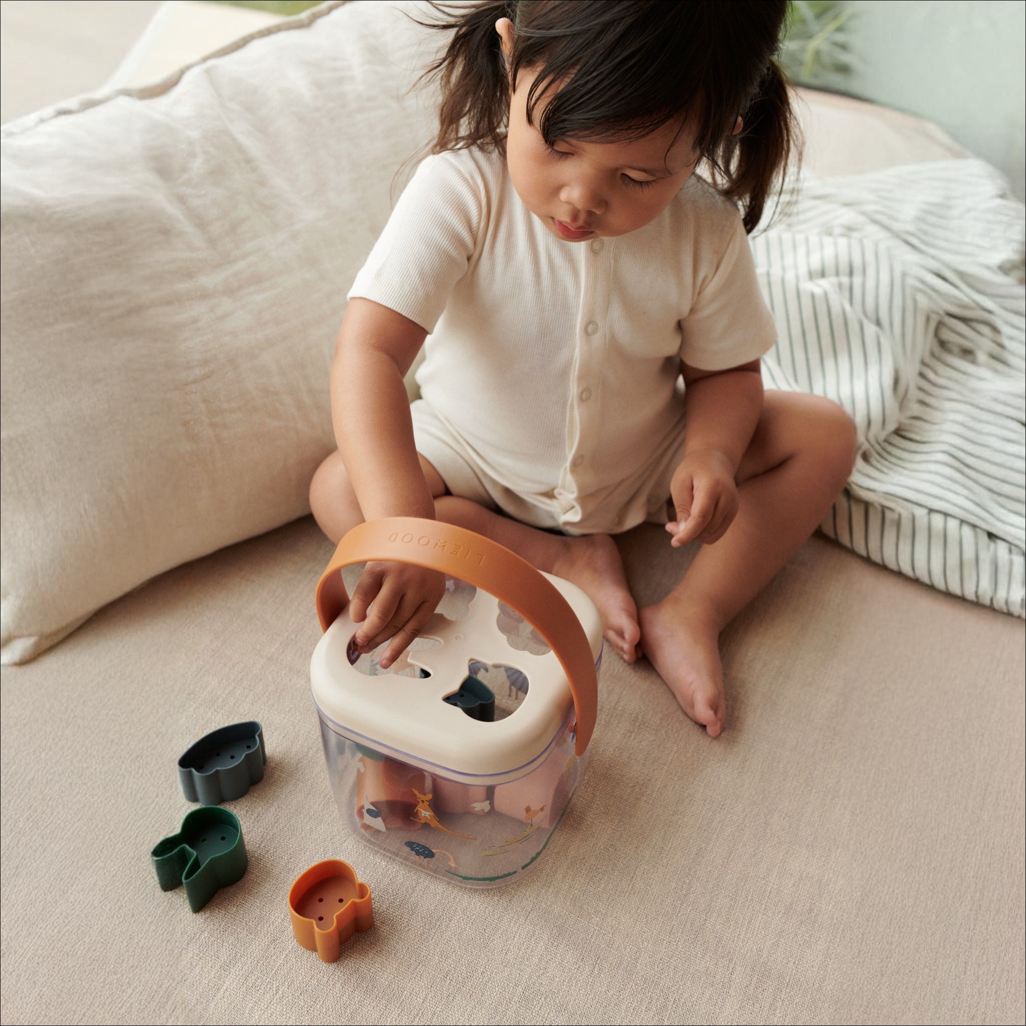 LIEWOOD Lucinda Toddler Puzzle Box - Wooden Shape Sorting Toy for 1-3 Year Olds, Montessori Learning Activity (All Together/Sandy) - Perfect for Early Childhood Education & Home Playtime