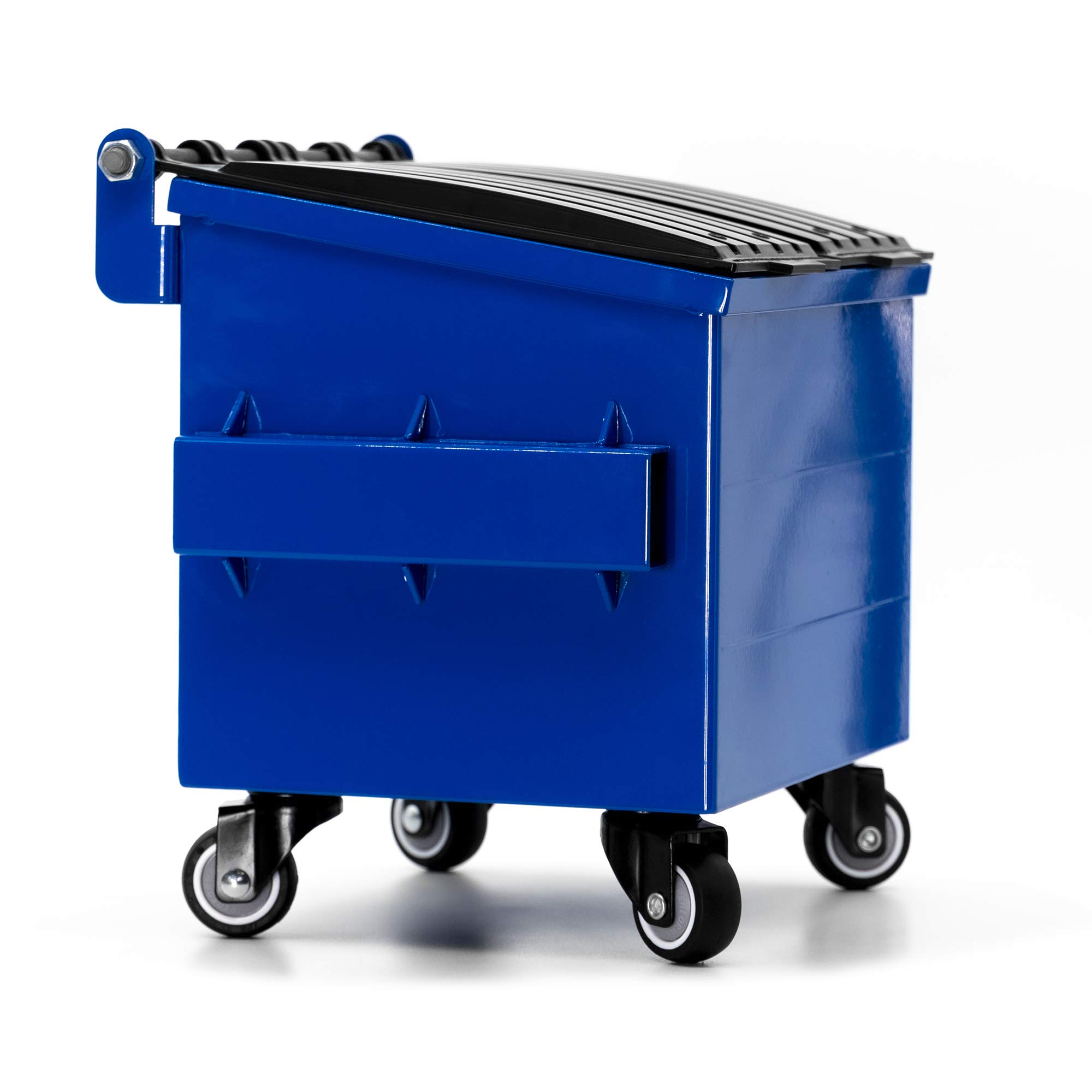 Mini Blue Desktop Trash Can - Small Waste Bin for Office, Home & School | Tiny Garbage Can for Desk, Shelf or Kids Playroom | Cute Miniature Dumpster Model Toy