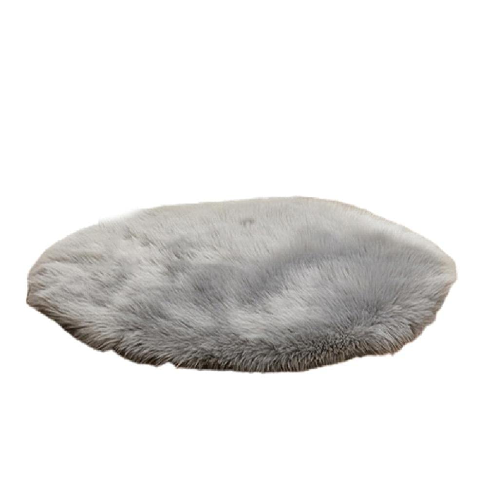Yeahii 35cm Faux Fur Shaggy Round Seat Cushion - Soft Plush Chair Cover & Stool Pad - Non-Slip Fuzzy Carpet Mat for Living Room, Bedroom, Office - Cozy Home Decor Accessory for Sofa, Floor Sitting, and Pet Bed