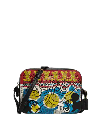 Coach Disney Mickey Mouse X Keith Haring Mini Camera Bag - Stylish Crossbody Purse for Women, Fashionable Disney Collectible Accessory - Perfect for Theme Parks, Travel & Everyday Use