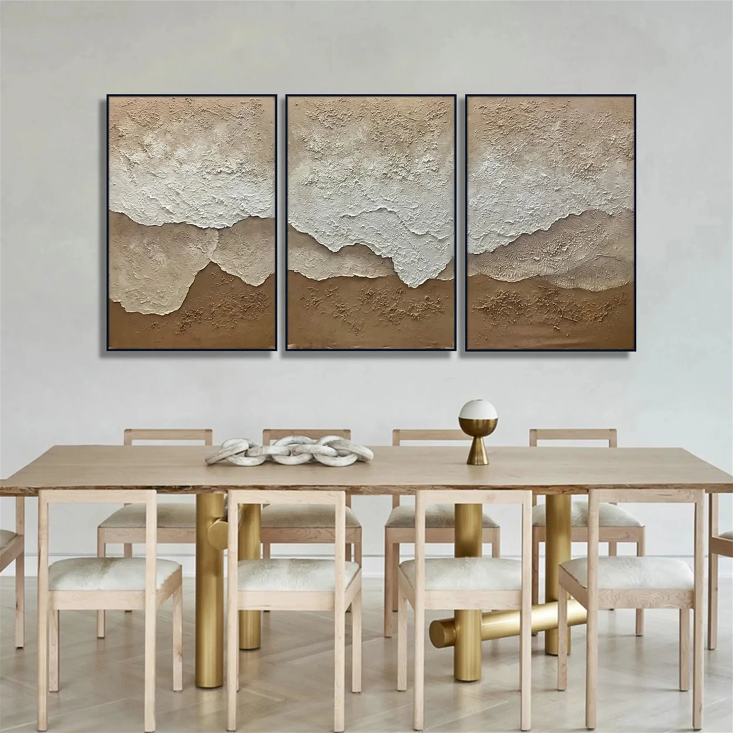 Ocean and Sky Painting Set of 3 - Abstract Seascape Wall Art for Living Room, Bedroom, Office Decor | Modern Coastal Home Decorations