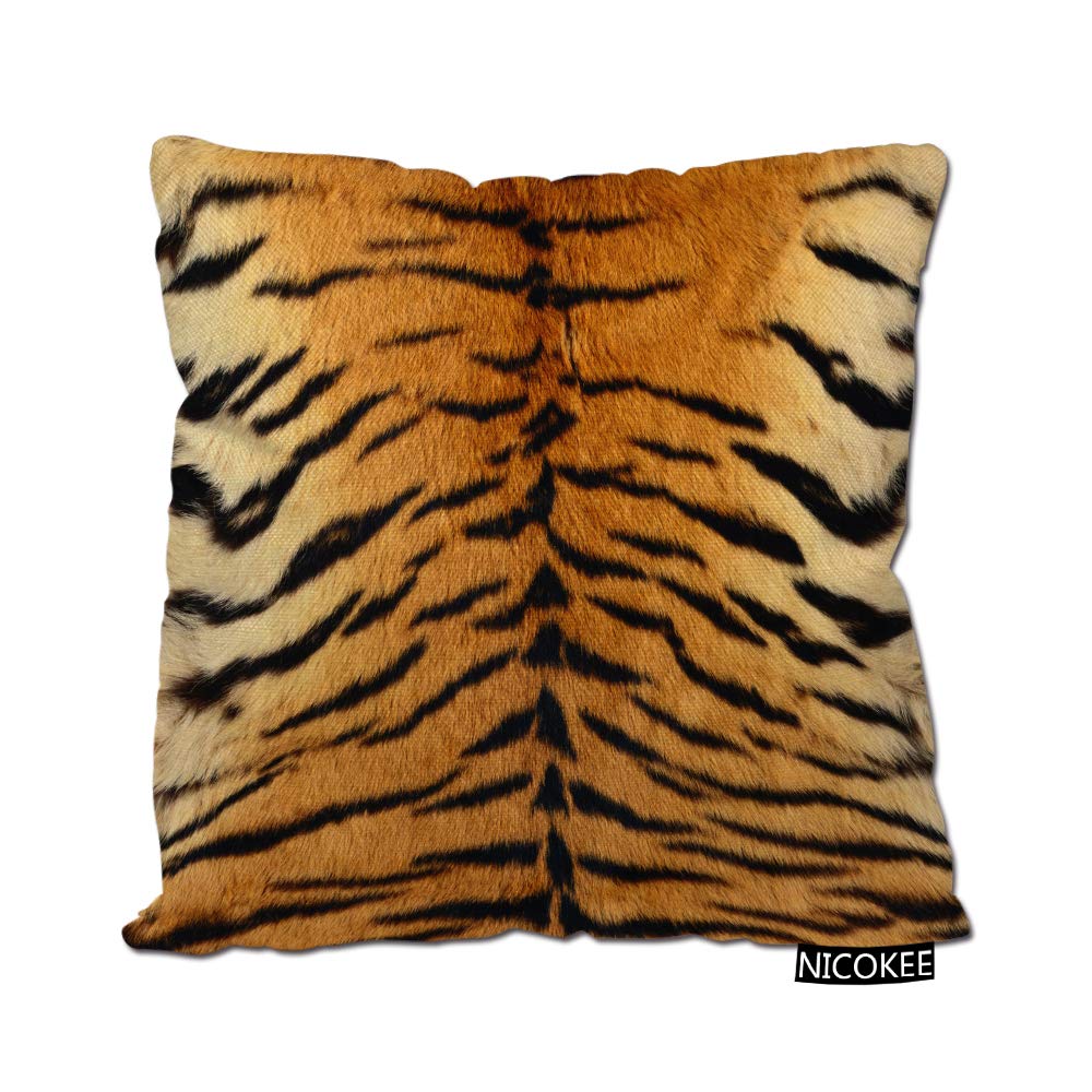 Premium Cotton Linen Pillow Covers 18x18 Inches - Tiger Skin Print Decorative Throw Pillow Cases for Sofa, Couch & Bed - Soft Home Decor Accent for Living Room, Bedroom & Dorm
