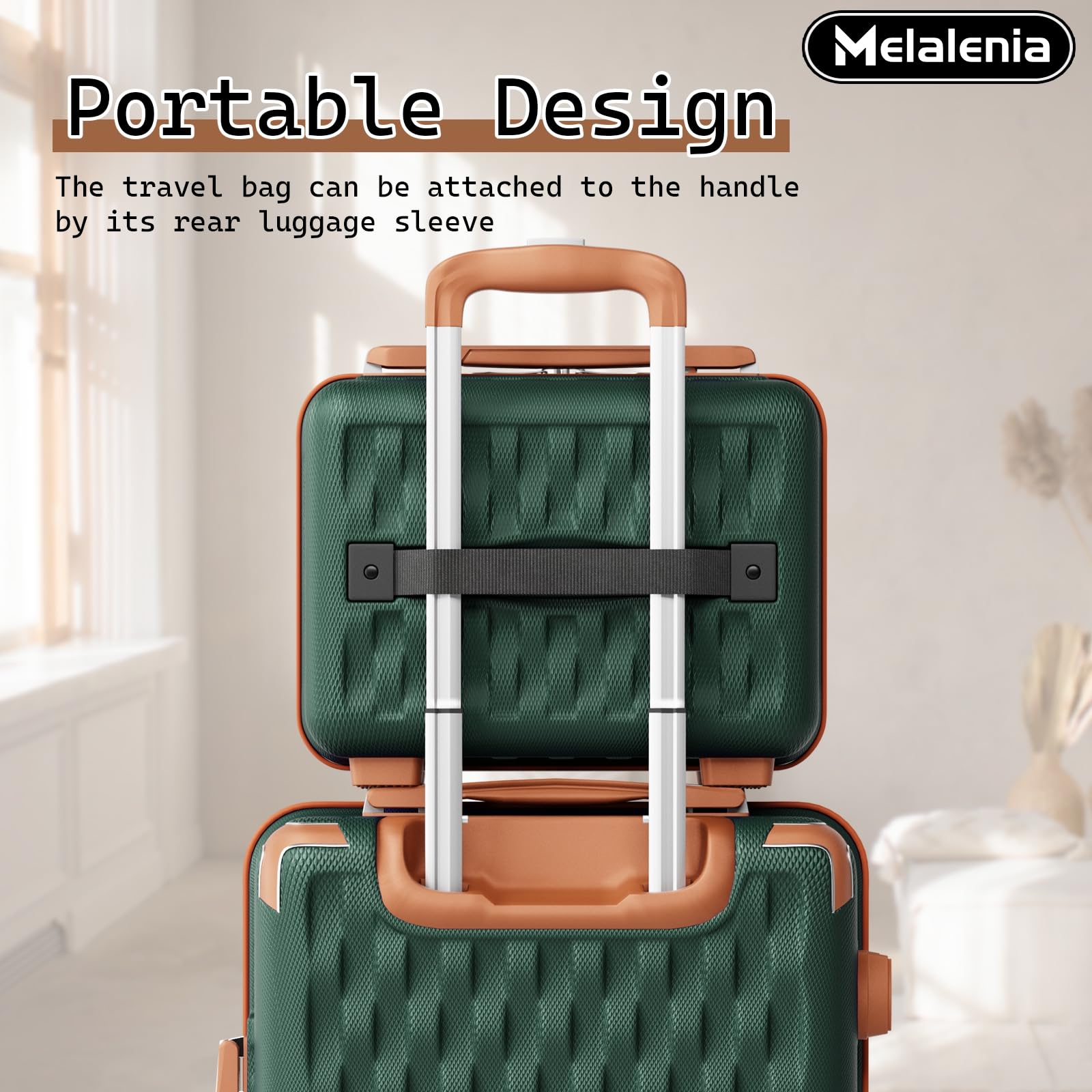 Melalenia 7-Piece Hard Shell Spinner Luggage Set with TSA Lock - Lightweight Carry-On Suitcase & Travel Duffel Bag for Women & Men (Green/Brown) - Perfect for Air Travel, Business Trips & Vacation Getaways
