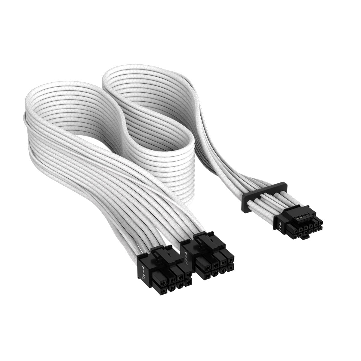 Premium Corsair 12+4pin PCIe Gen 5 Type 4 600W 12VHPWR White Sleeved Cable - High Performance Power Supply Connector for Gaming PCs & Workstations