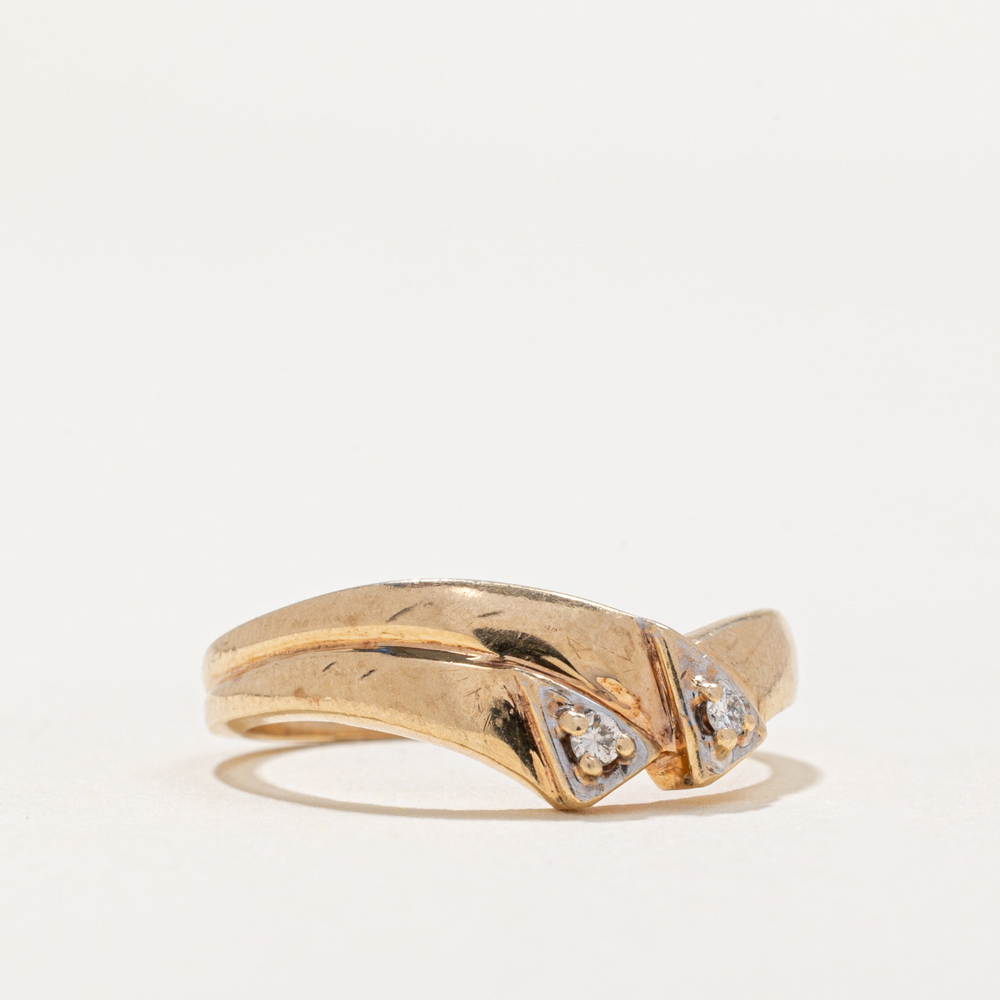 0.03ctw Diamond Double Chevron Ring - Size 4.5 | Elegant Stackable Wedding Band for Women | Perfect for Anniversary, Engagement & Everyday Wear