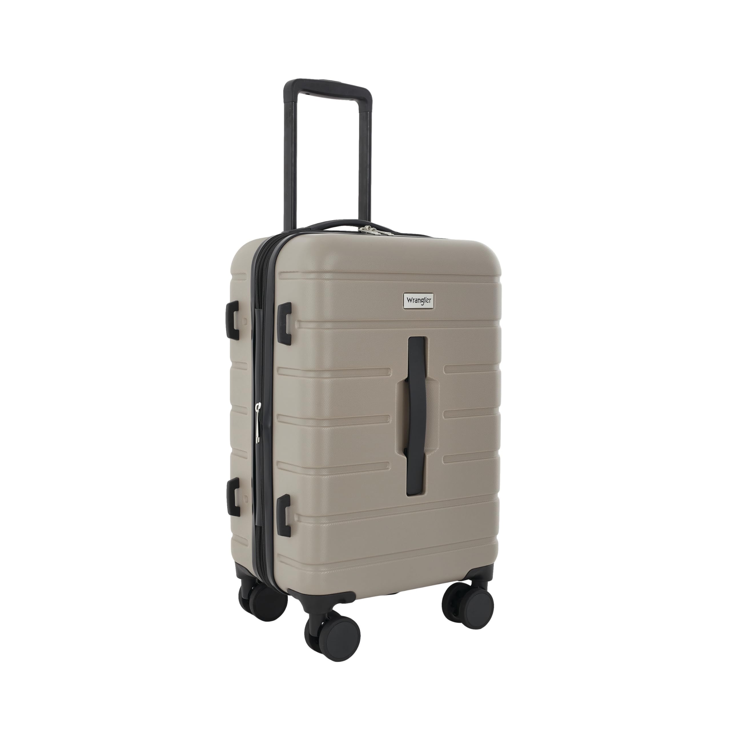 Wrangler Tall Trunk Luggage 4 Piece Set - Durable Expandable Suitcase with Wheels for Travel, Desert Taupe | Perfect for Airplane Carry-On, Business Trips & Family Vacations