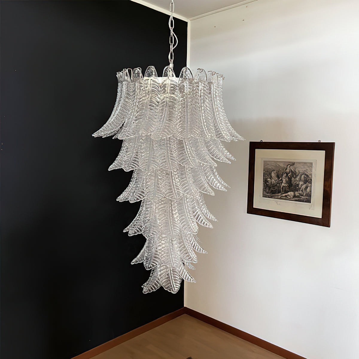 Felci Murano Glass Chandelier - Handcrafted Italian Crystal Ceiling Light Fixture for Dining Room, Living Room & Bedroom | Elegant Home Decor Lighting