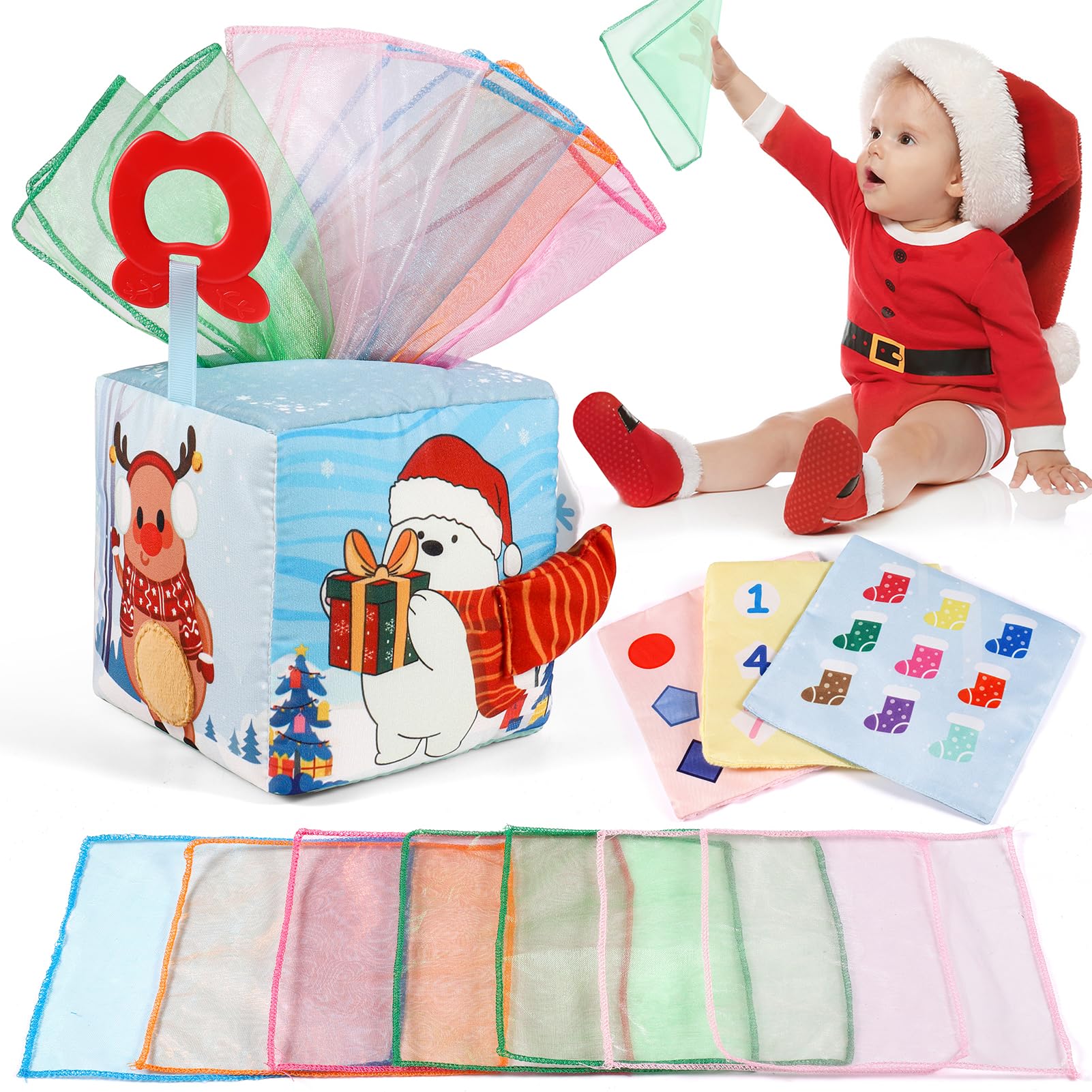 **Montessori Baby Tissue Box Toy - Christmas Sensory Learning Toy for Boys & Girls - Stocking Stuffers & Party Favors - Perfect for Holiday Gifts & Early Childhood Development**