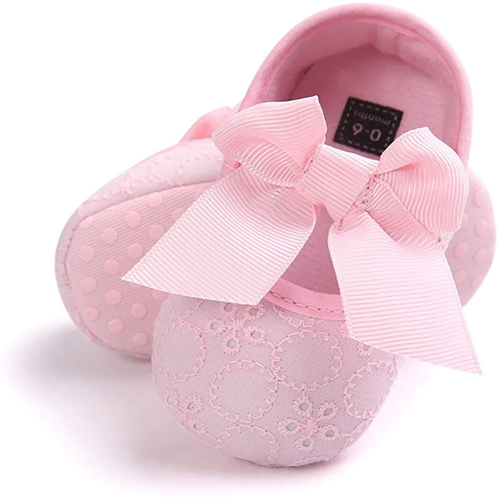 Lykmera Soft Embroidered Bow Princess Baby Shoes for Girls - Pink Toddler Shoes for 6-12 Months | Comfortable First Walking Shoes for Infants, Perfect for Special Occasions & Daily Wear