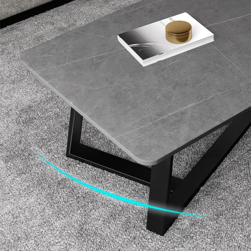 Mid-Century Modern Coffee Table with Slate Top & Metal Frame - 31.5