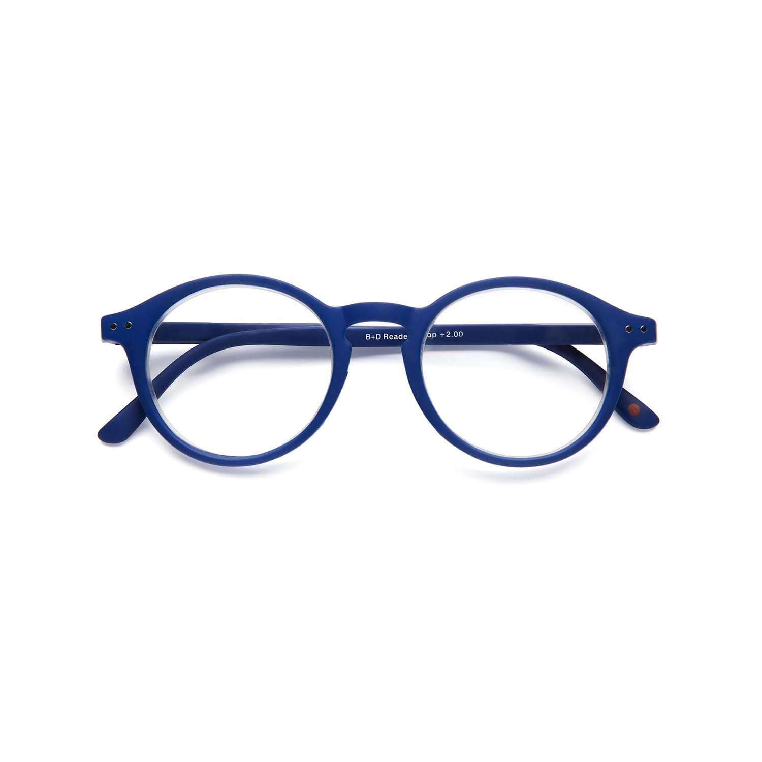 B + D Reading Glasses - Flexible PC Frame Blue Light Readers +2.50 Strength - Comfortable Soft Touch Temples for Reading, Computer Use & Crafts