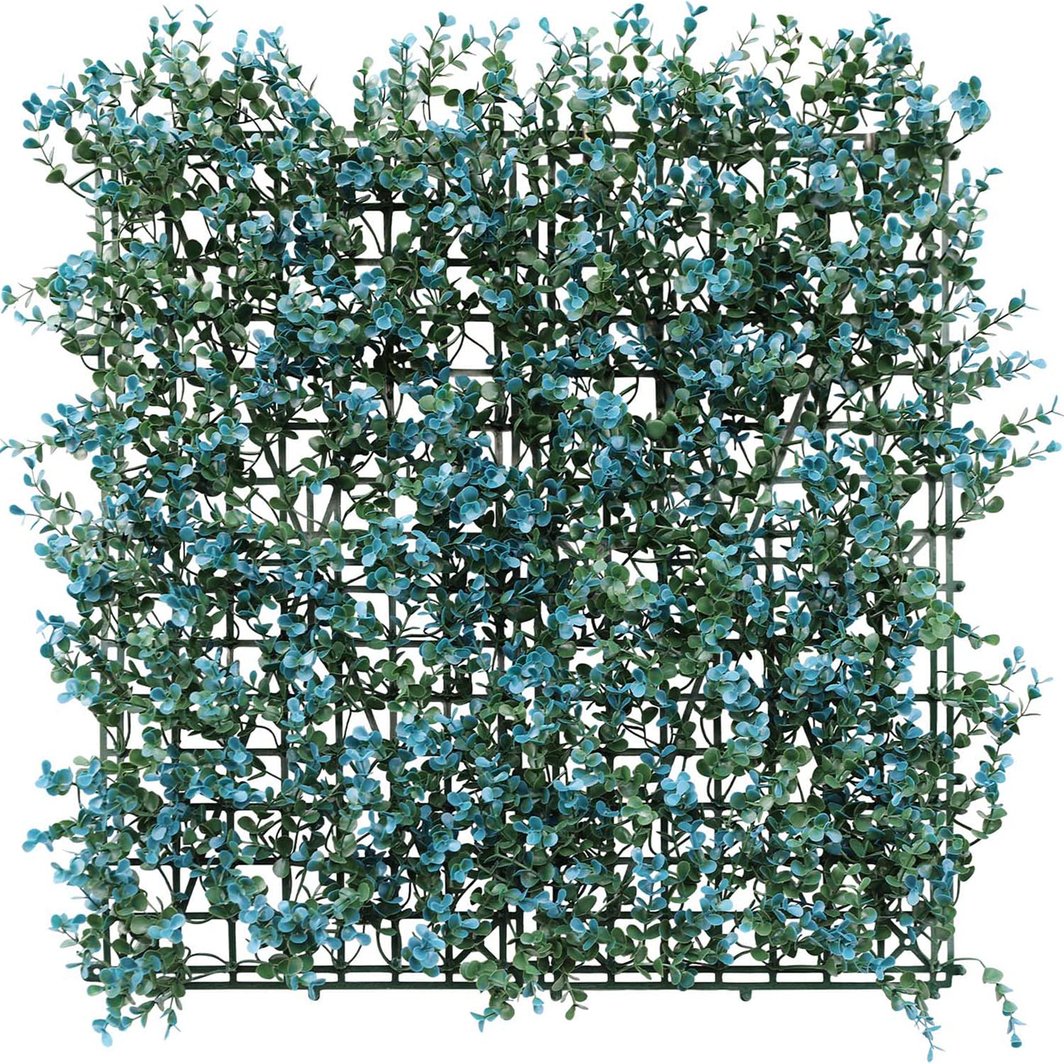E&K Artificial Buxus Blue Fence Panel - 28Pcs Realistic Green Privacy Screen with Faux Ivy Leaves for Outdoor Garden, Patio, and Balcony Decoration | UV Resistant & Weatherproof Windbreak Panel