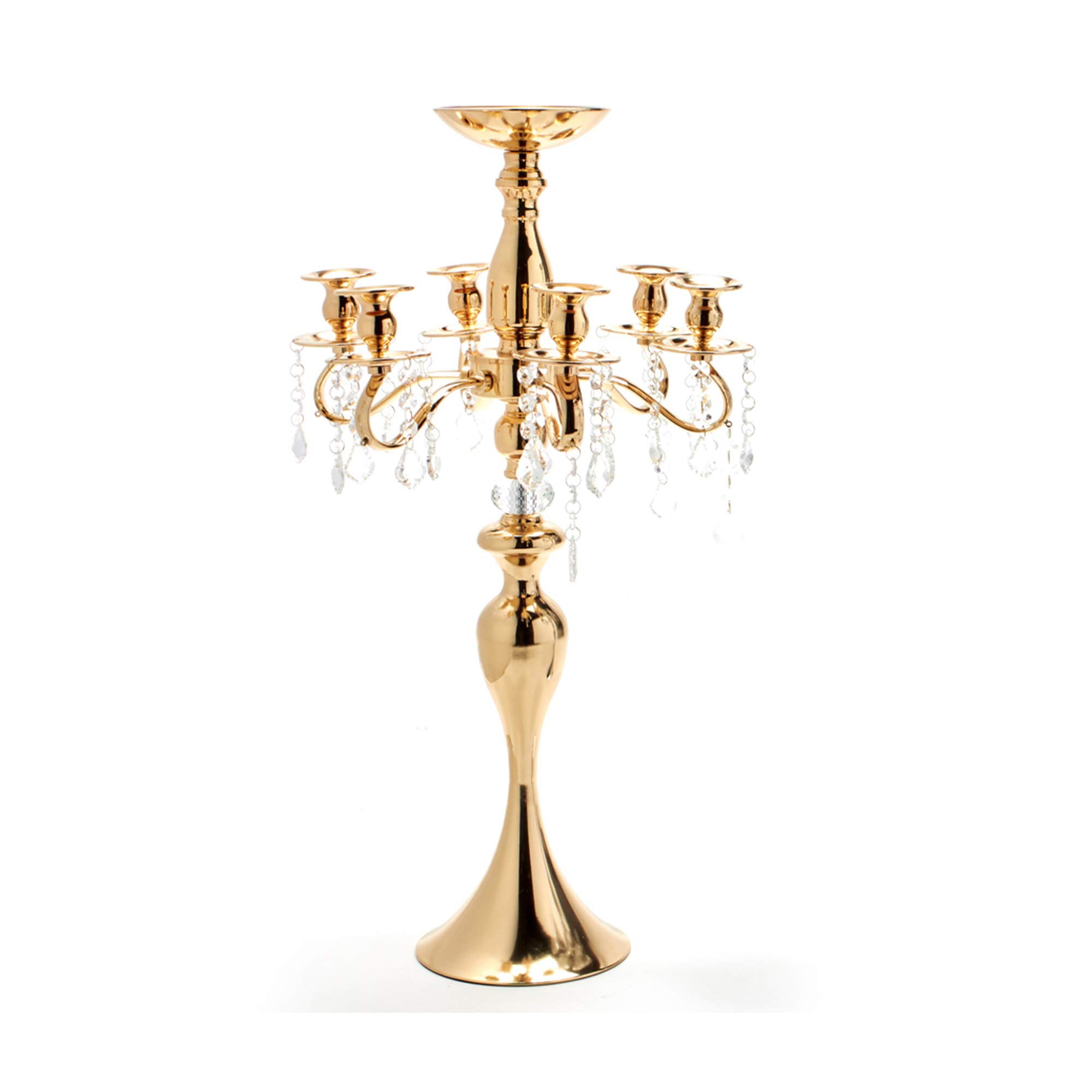 Elegant 6-Arm Gold Candelabra - Vintage Pillar Candle Holder for Wedding, Dining Table & Home Decor