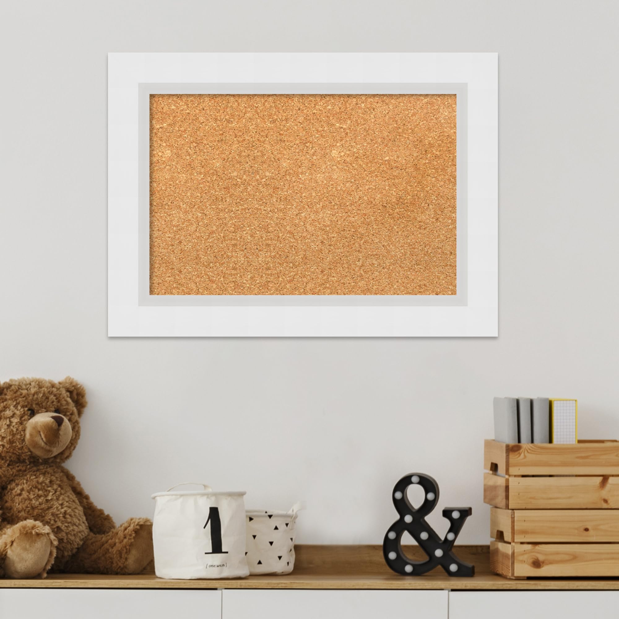 Amanti Art 16x22 Inch Natural Cork Bulletin Board with White Wood Frame - Vision Board, Office Decor, Home Organization Pinboard for Notes, Photos & Inspirational Display - Perfect for Home, Office & Classroom Use