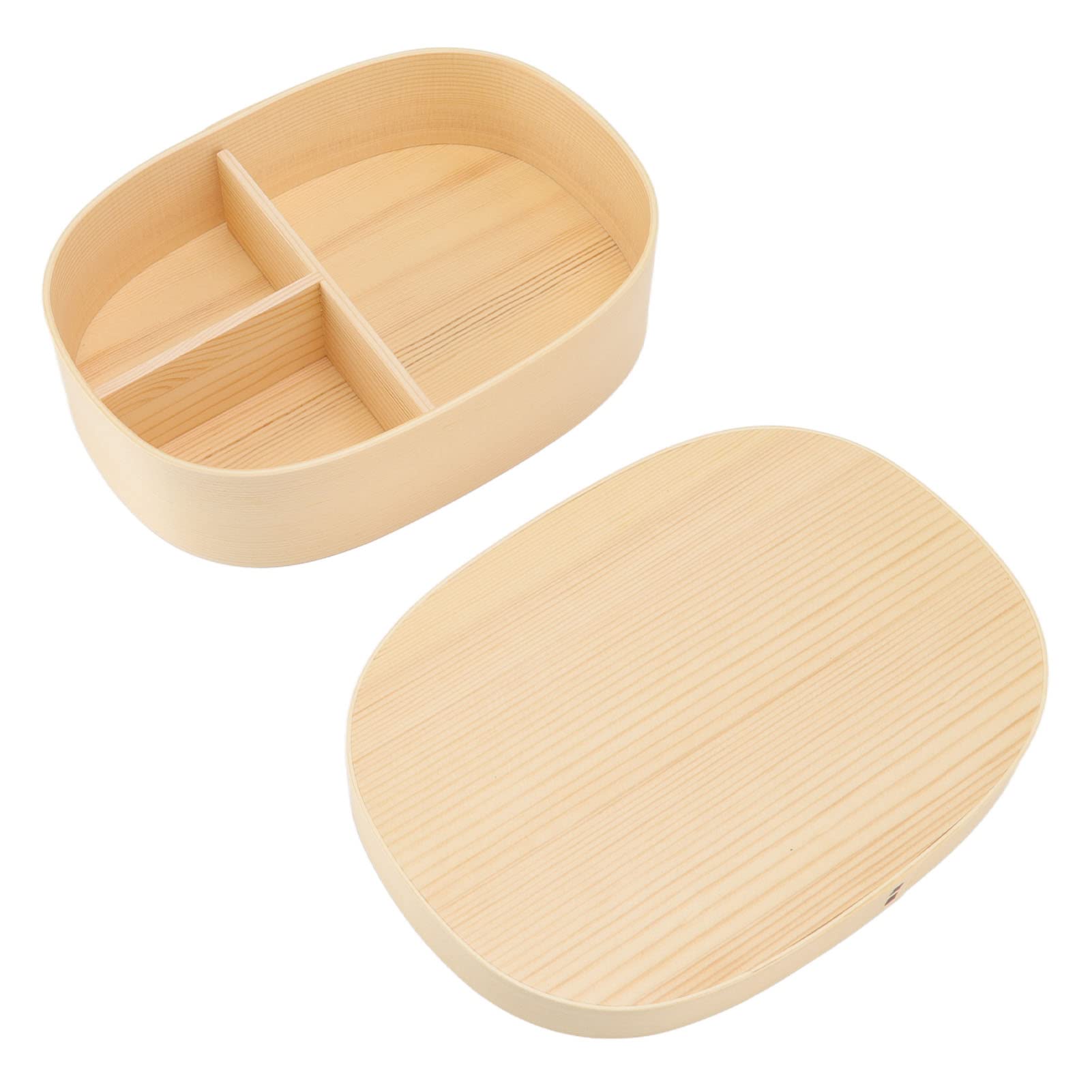 Eco-Friendly Wooden Bento Lunch Box with Clear Lid & Removable Dividers - Portable Lunch Container for Adults, Kids - Perfect for Hiking, Camping, Picnics & Office Lunch (Natural Wood Grain)