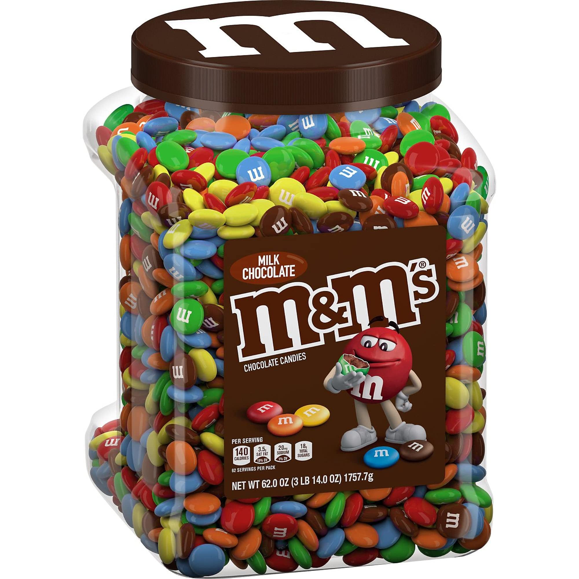 M&M's Milk Chocolate Candy in Plastic Jar - 62 Oz Pantry Size (1-Pack) | Bulk Wholesale for Parties, Holidays & Office Snacks
