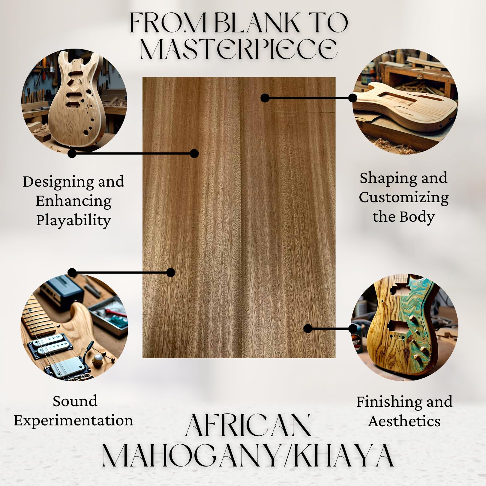 Premium African Mahogany Guitar Body Blank Set - 28