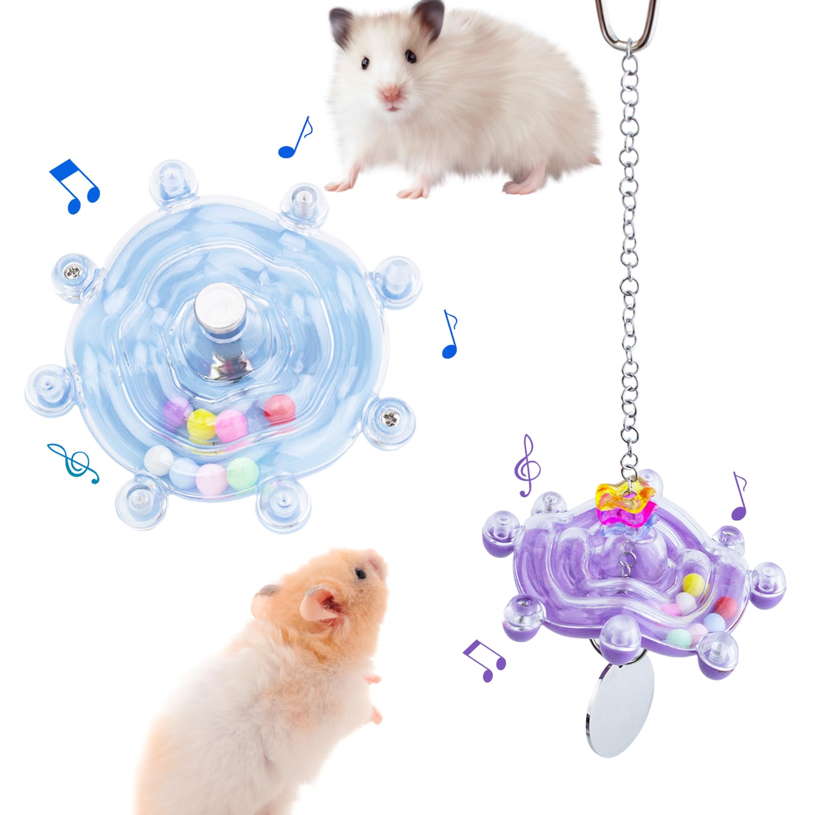 FlidRunest 2 Pack Colorful Spinning Hamster Exercise Wheels - Silent Rotating Cage Toy for Small Pets, Intelligence Training & Enrichment Activity - Perfect for Hamsters, Gerbils & Mice Cages