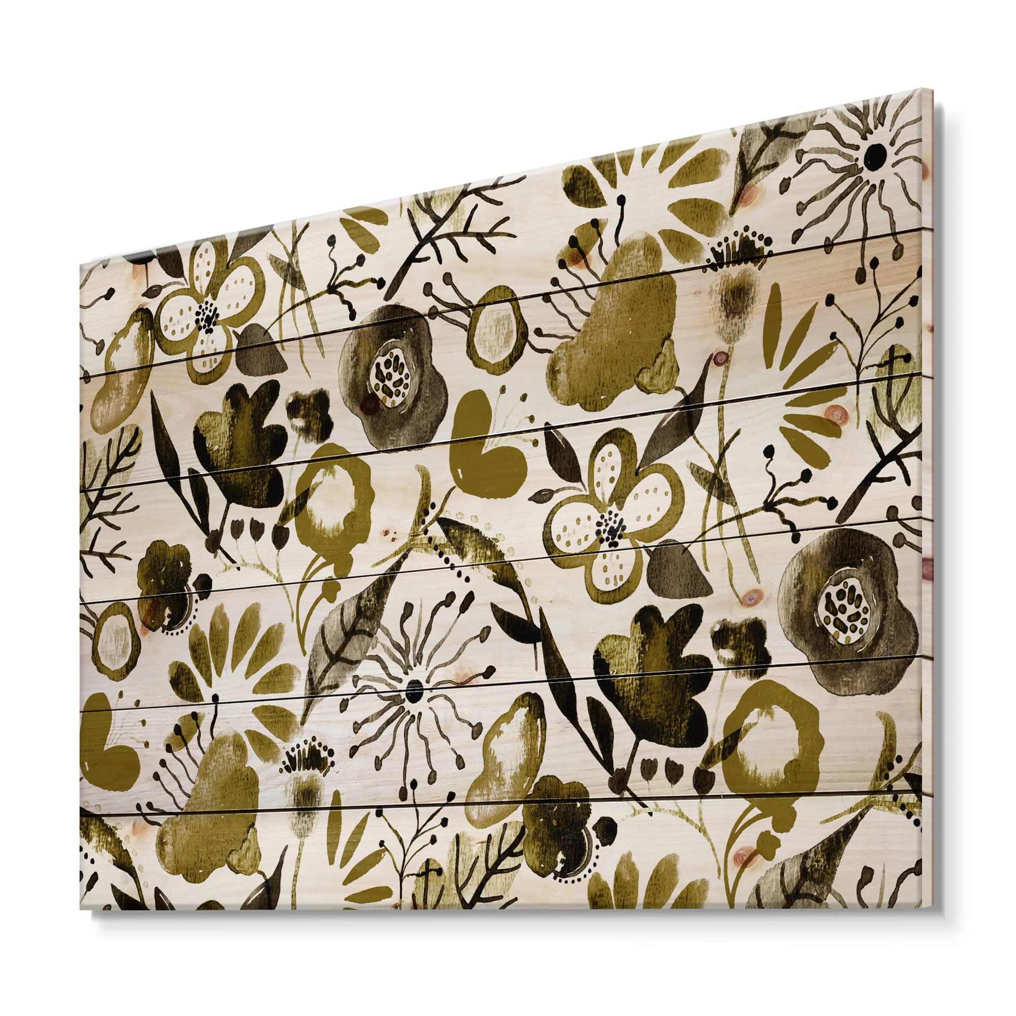 DesignQ Vibrant Wildflowers II Modern Wood Wall Art - Large Floral Pine Wood Panel Decor for Living Room, Bedroom & Office | Yellow Contemporary Wooden Wall Hanging