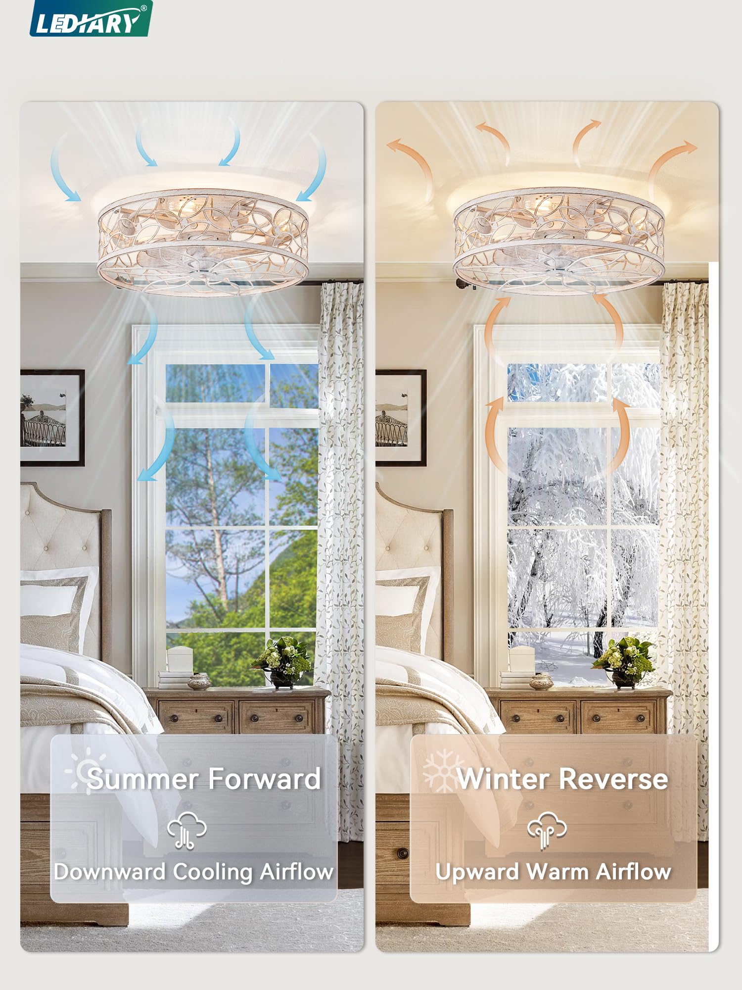 LEDIARY Bladeless Ceiling Fan with Light - 24
